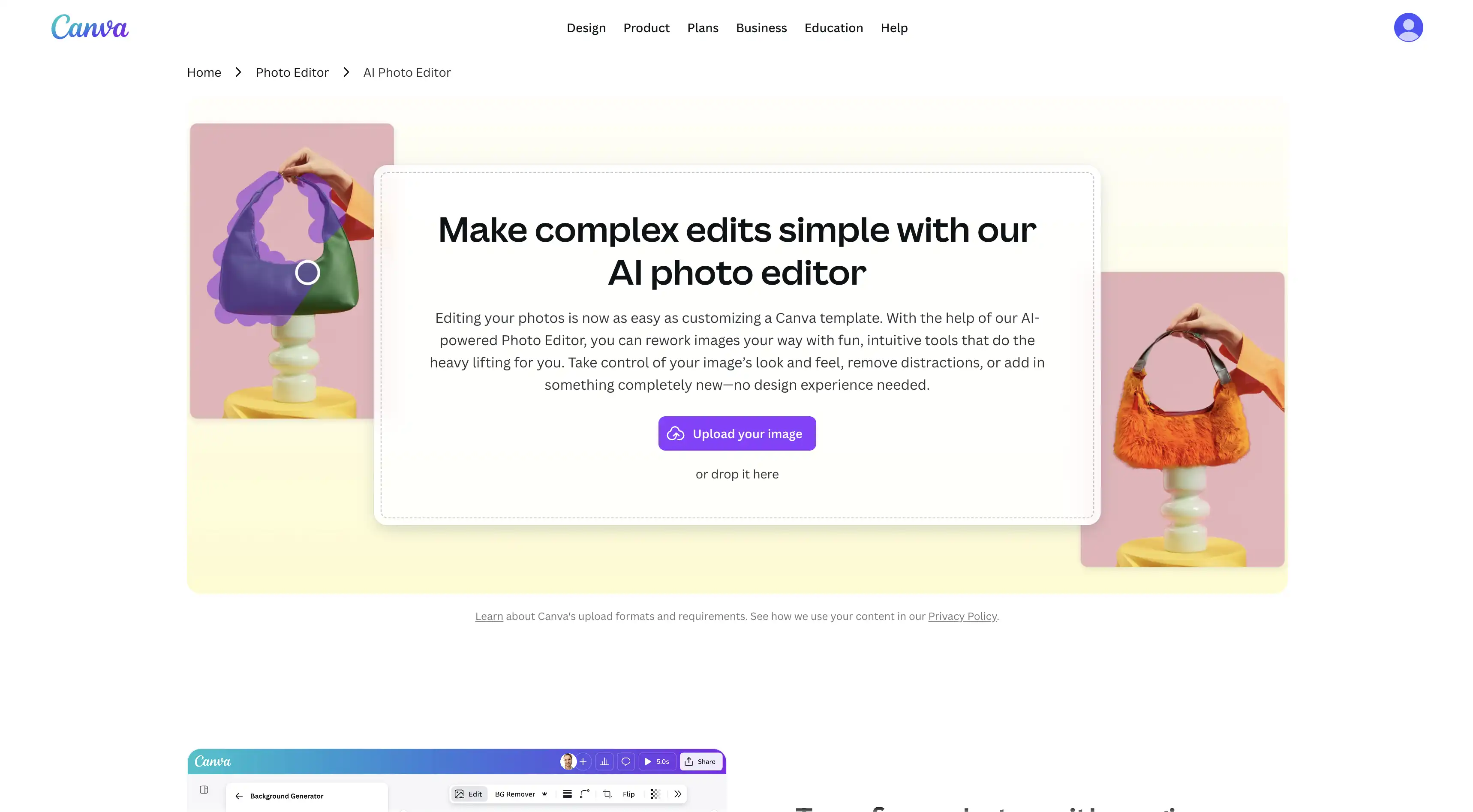Canva AI image editor