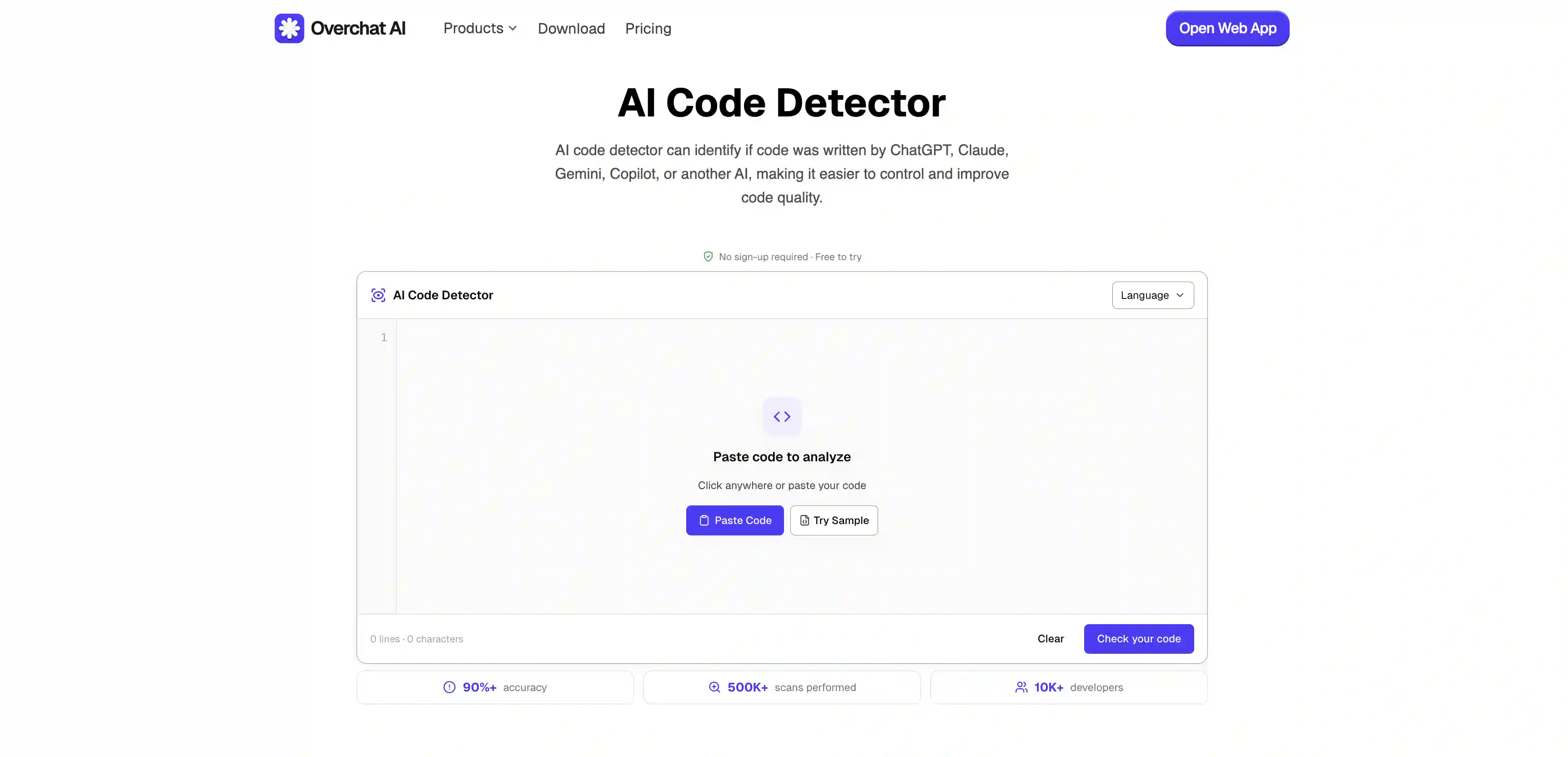 Overchat AI code detector