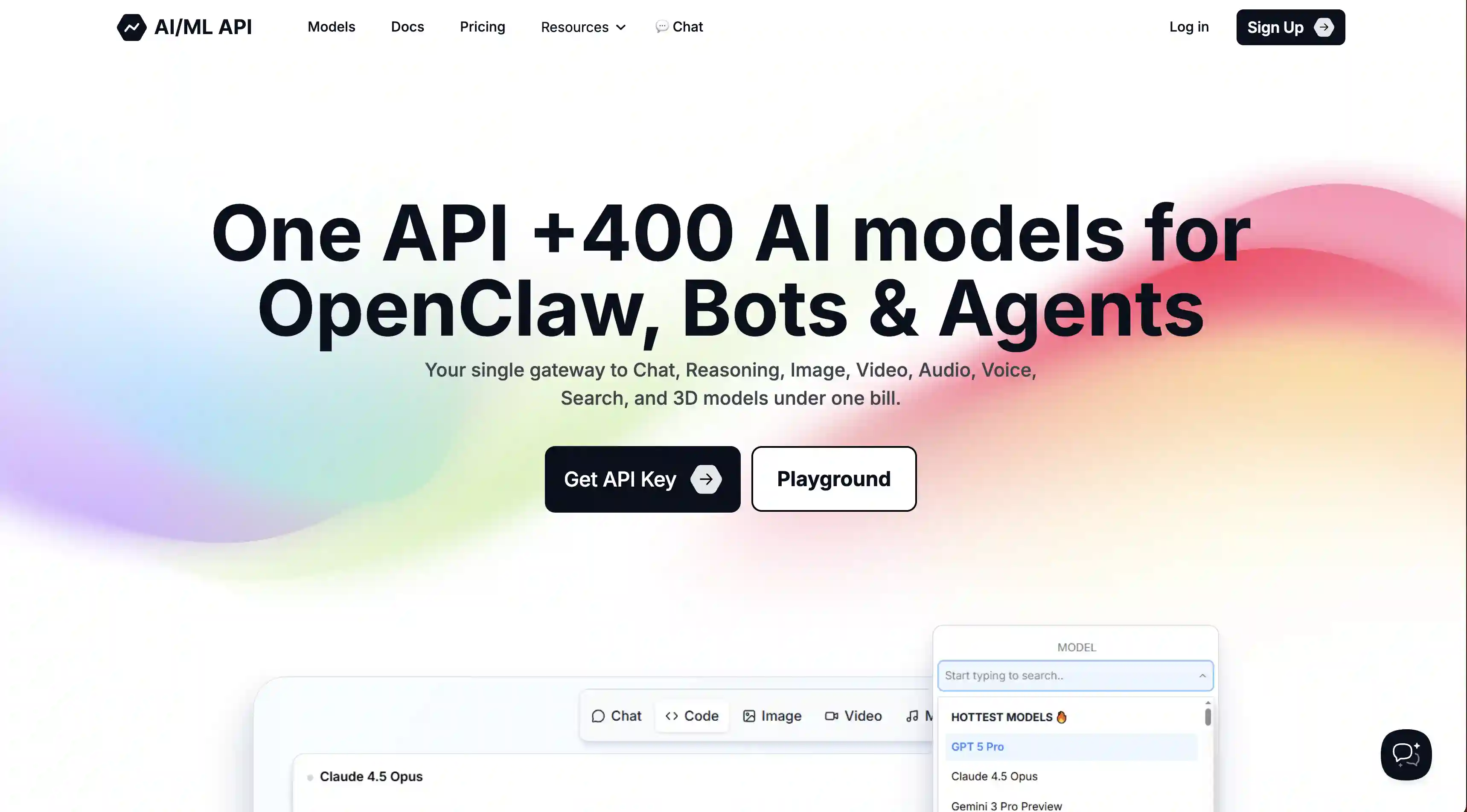 AI/ML API website product page