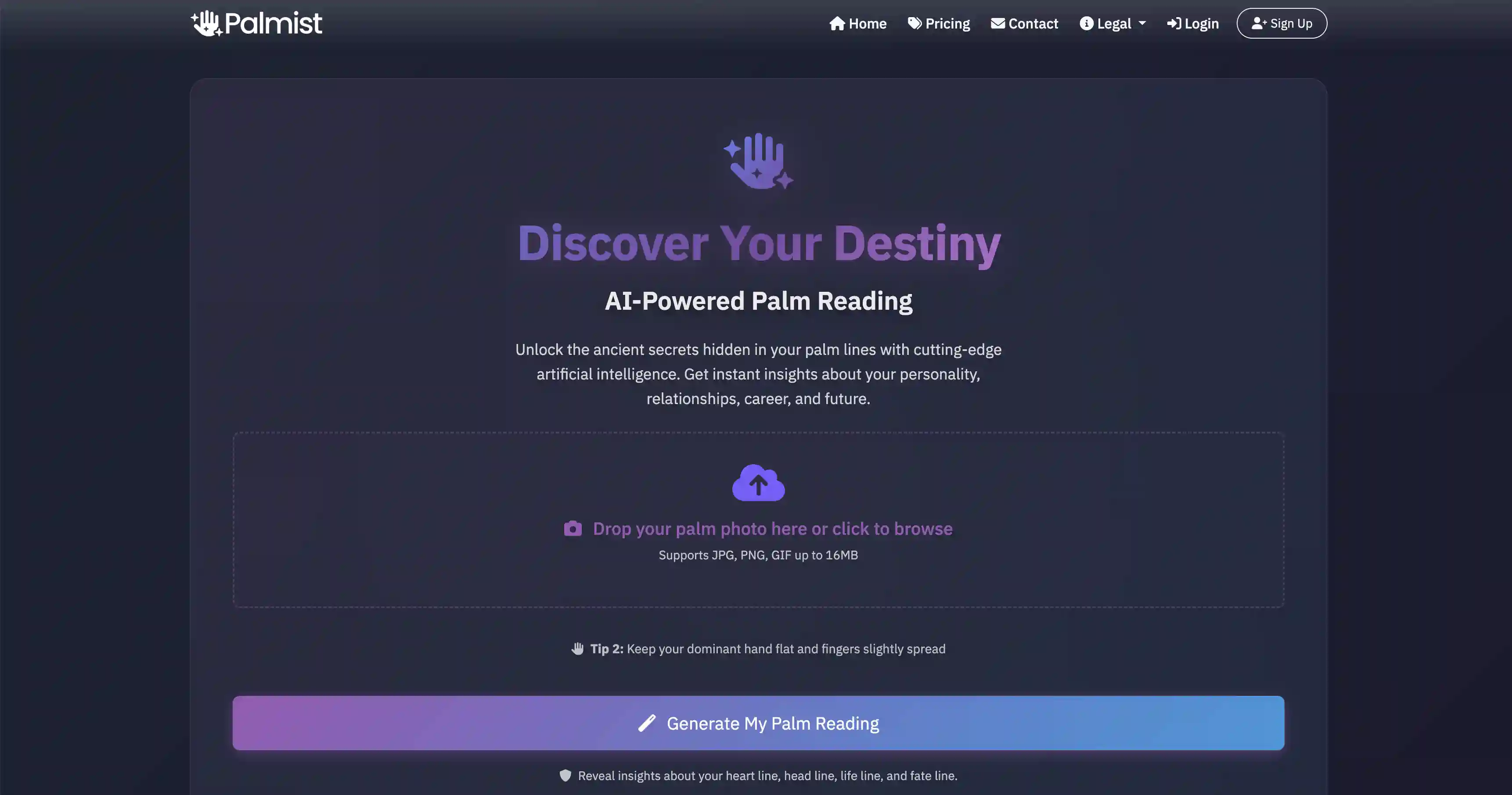 Palmist AI palm reading scanner