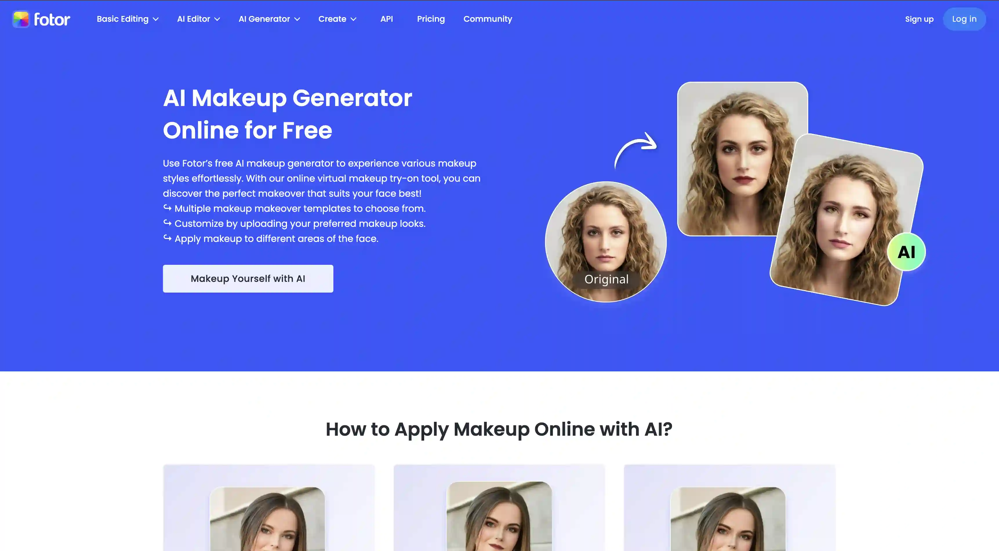 Fotor AI makeup generator