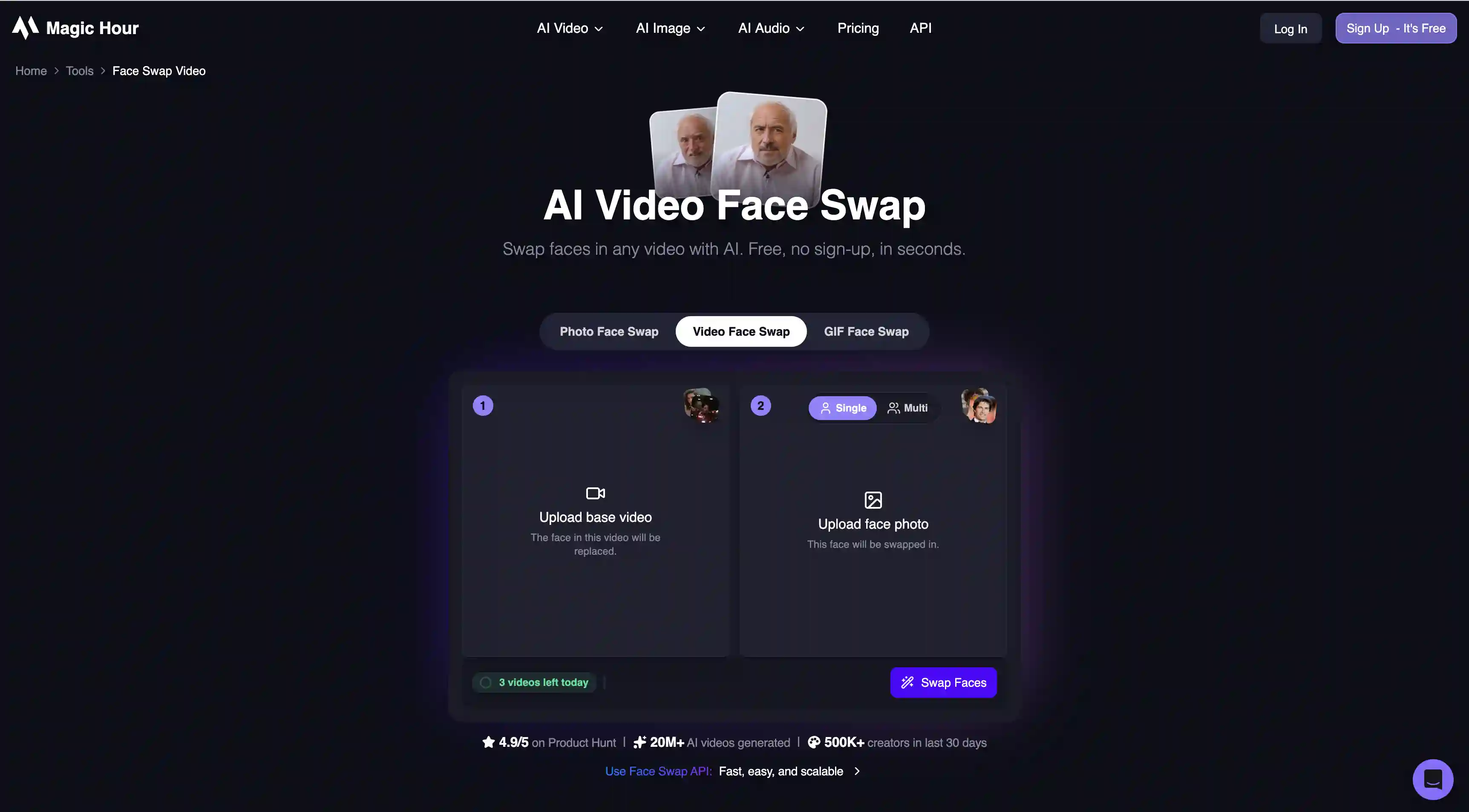 Magic Hour AI face swap for video