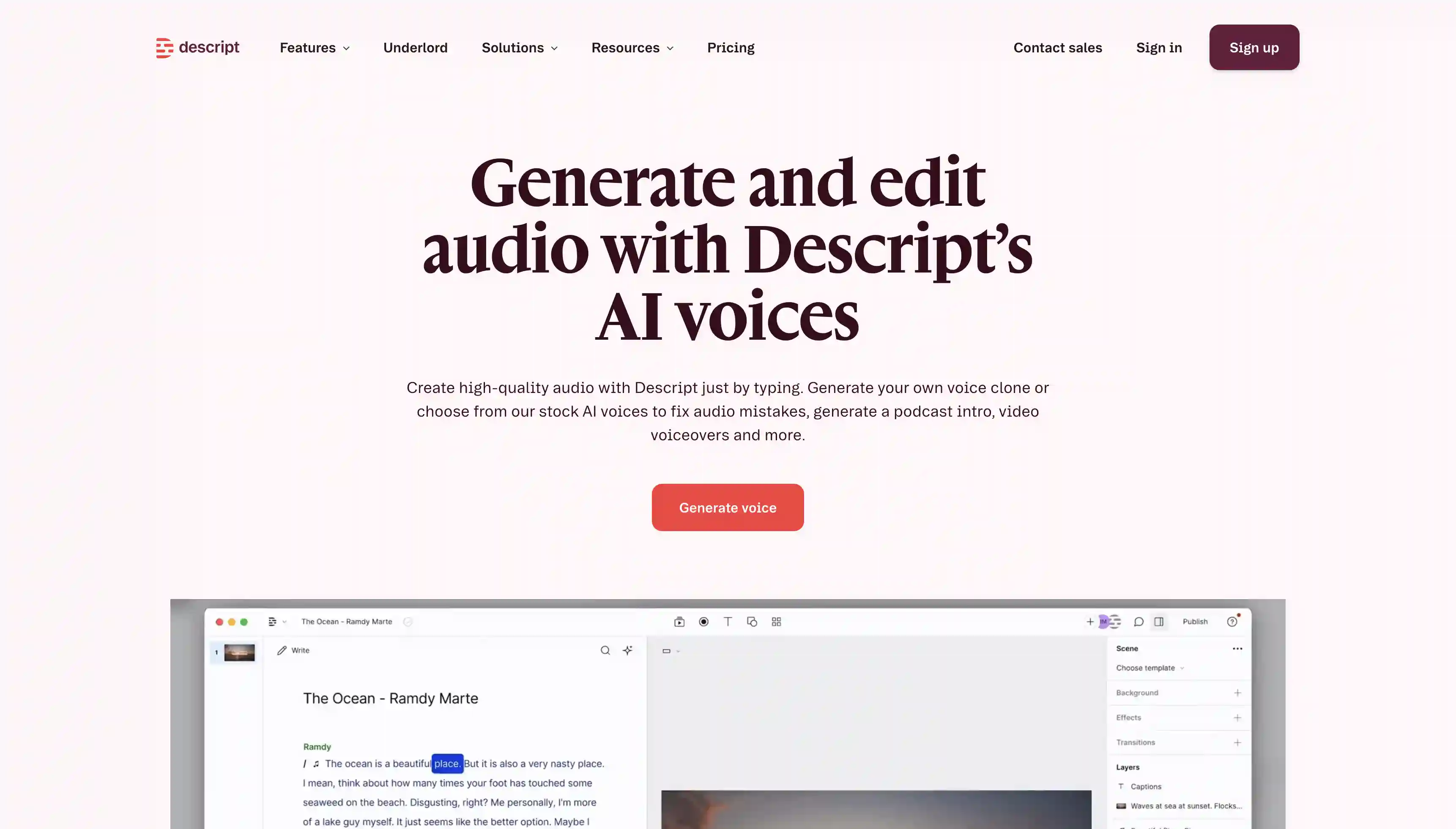 Descript AI voice cloning tool