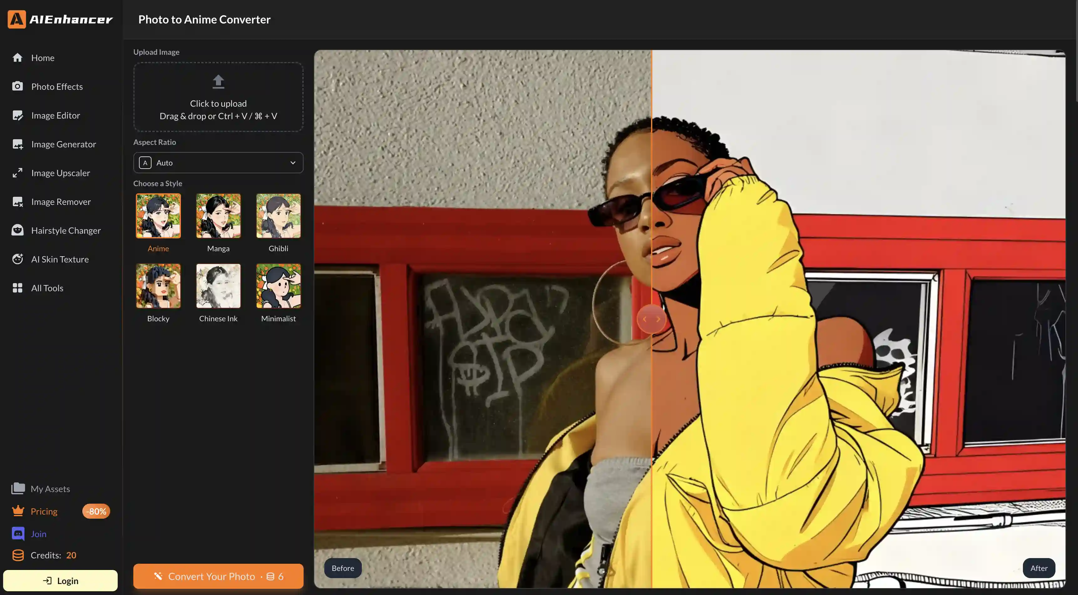 AIEnhancer AI Photo to Anime Converter