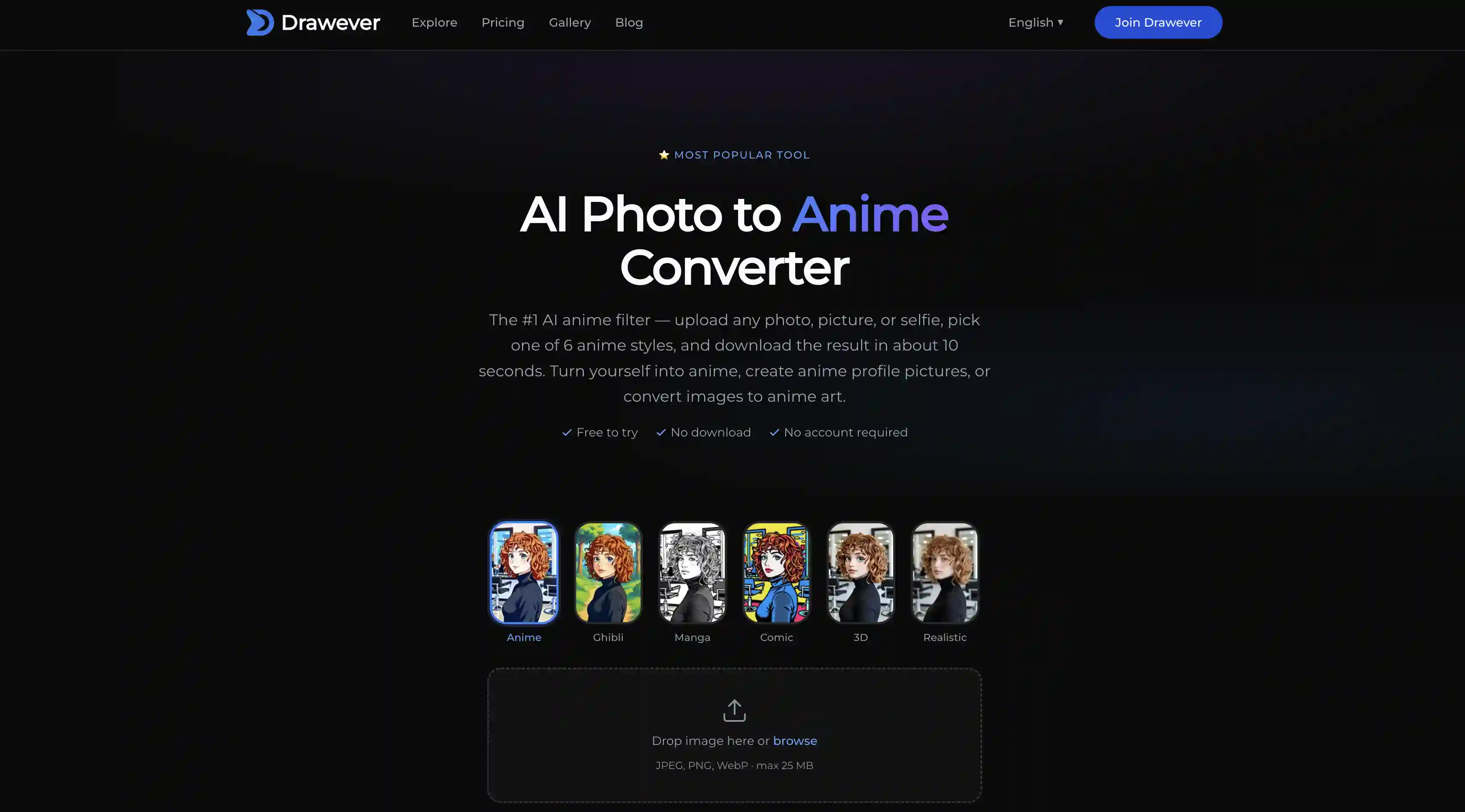 Drawever AI Photo to Anime Converter