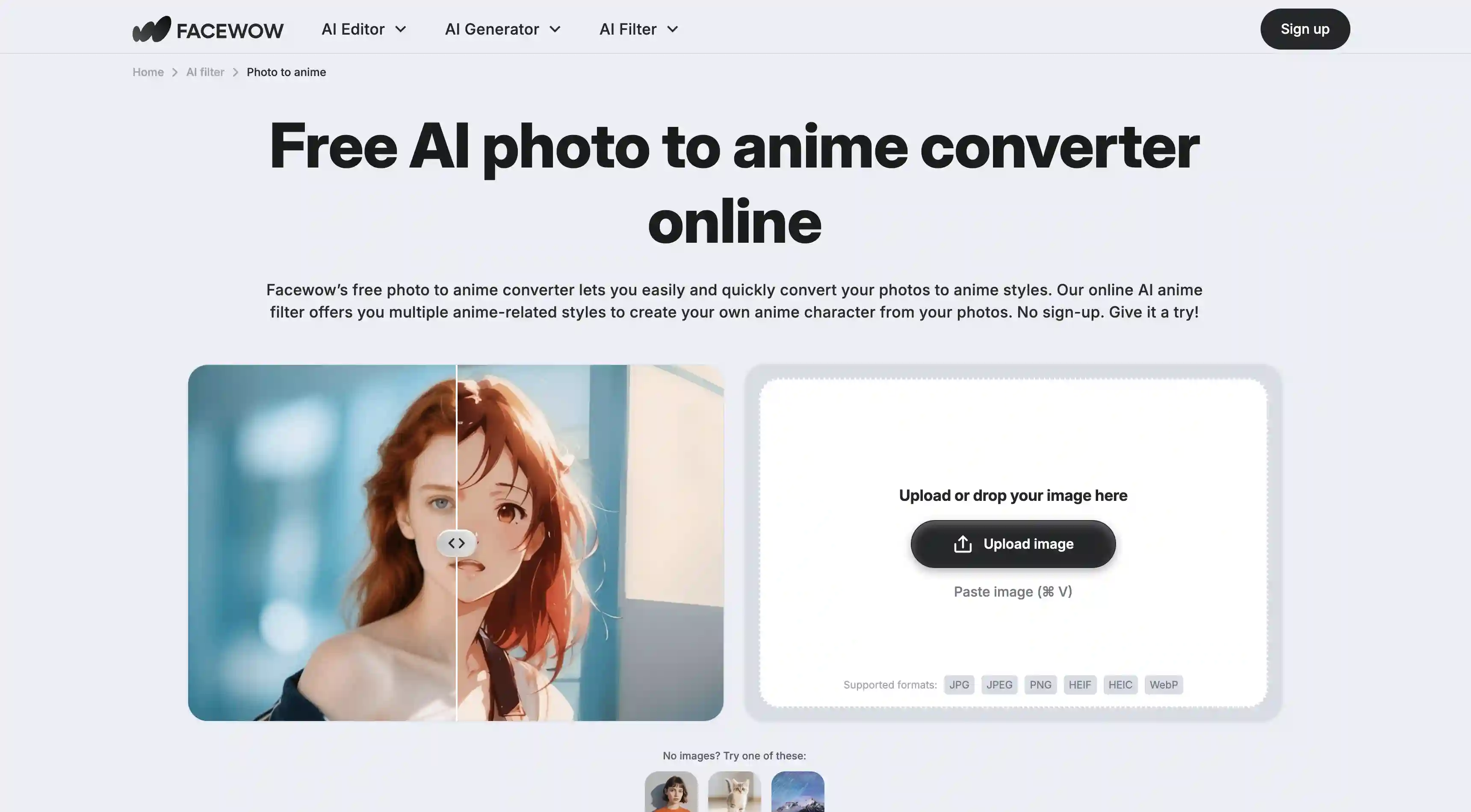 Facewow AI Photo to Anime Converter