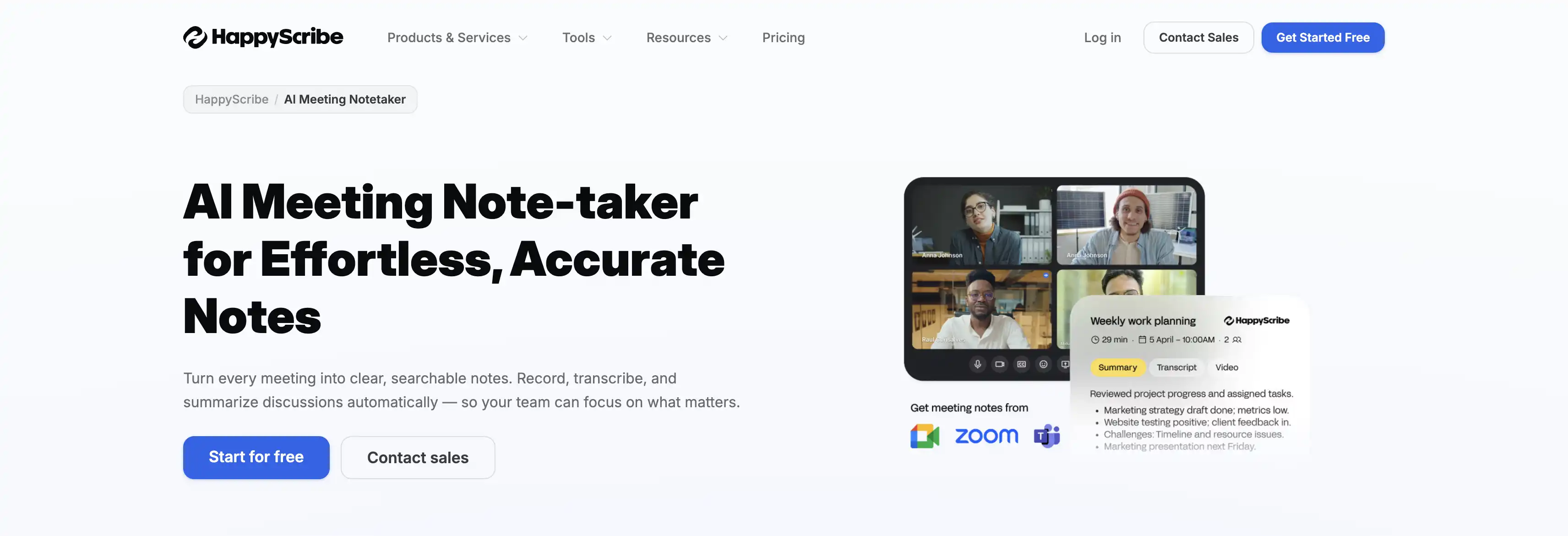 HappyScribe AI Note Taking App