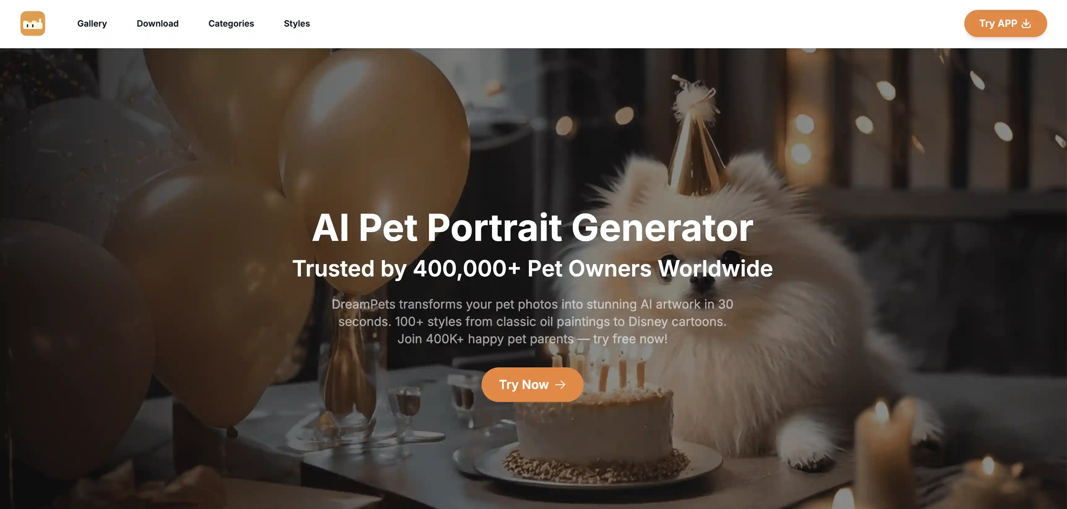 DreamPets AI pet portrait generator