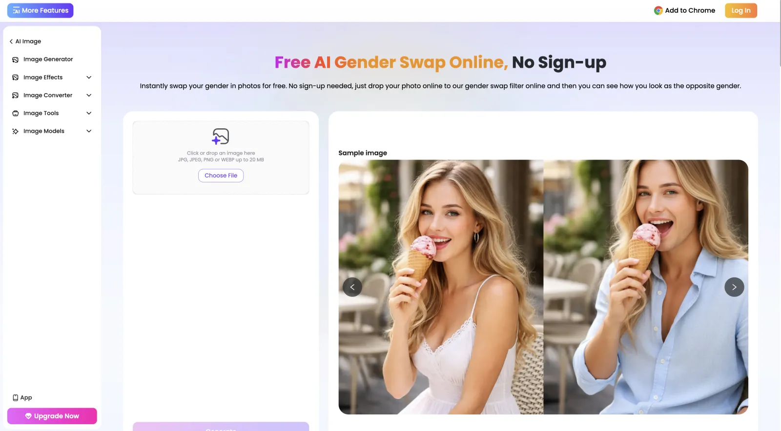 EaseMate AI gender swap tool