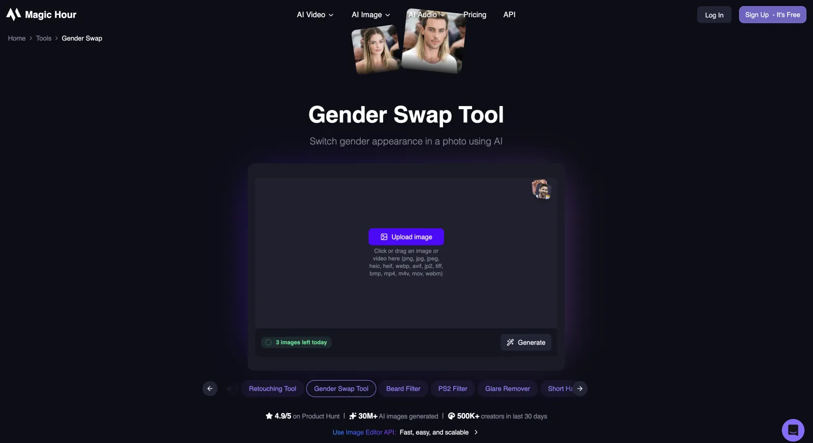 Magic Hour gender swap tool