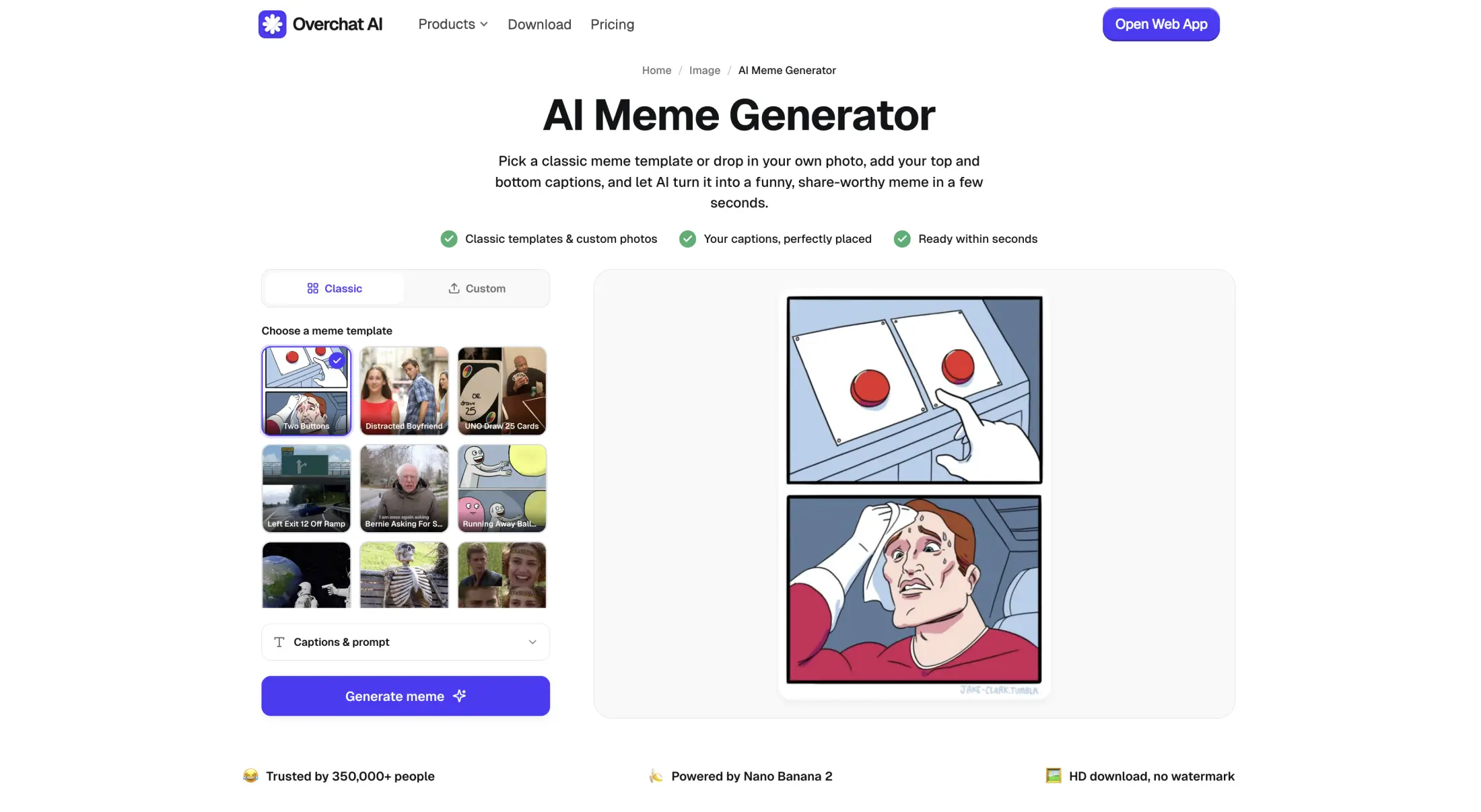 Overchat AI meme generator