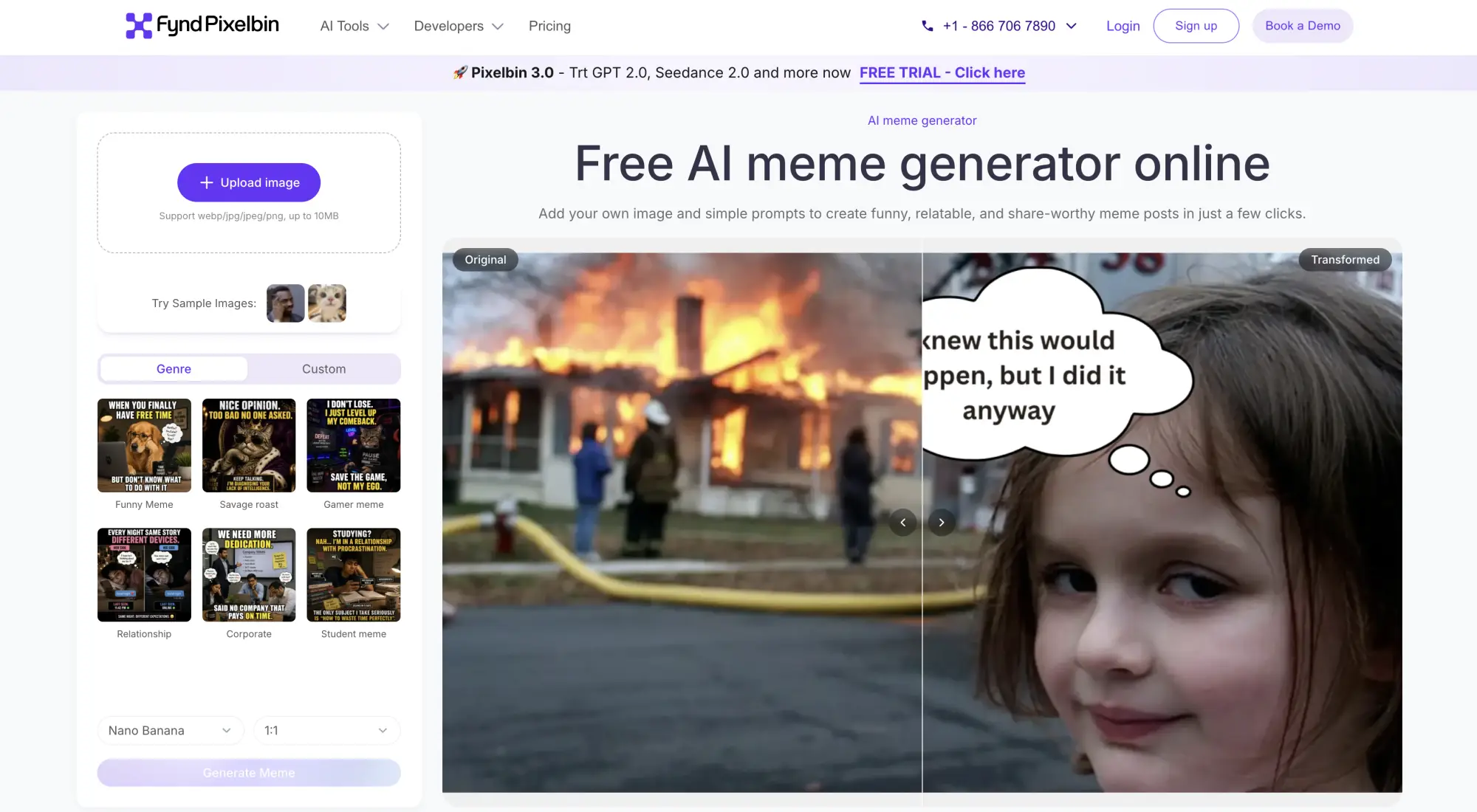 Pixelbin meme generator