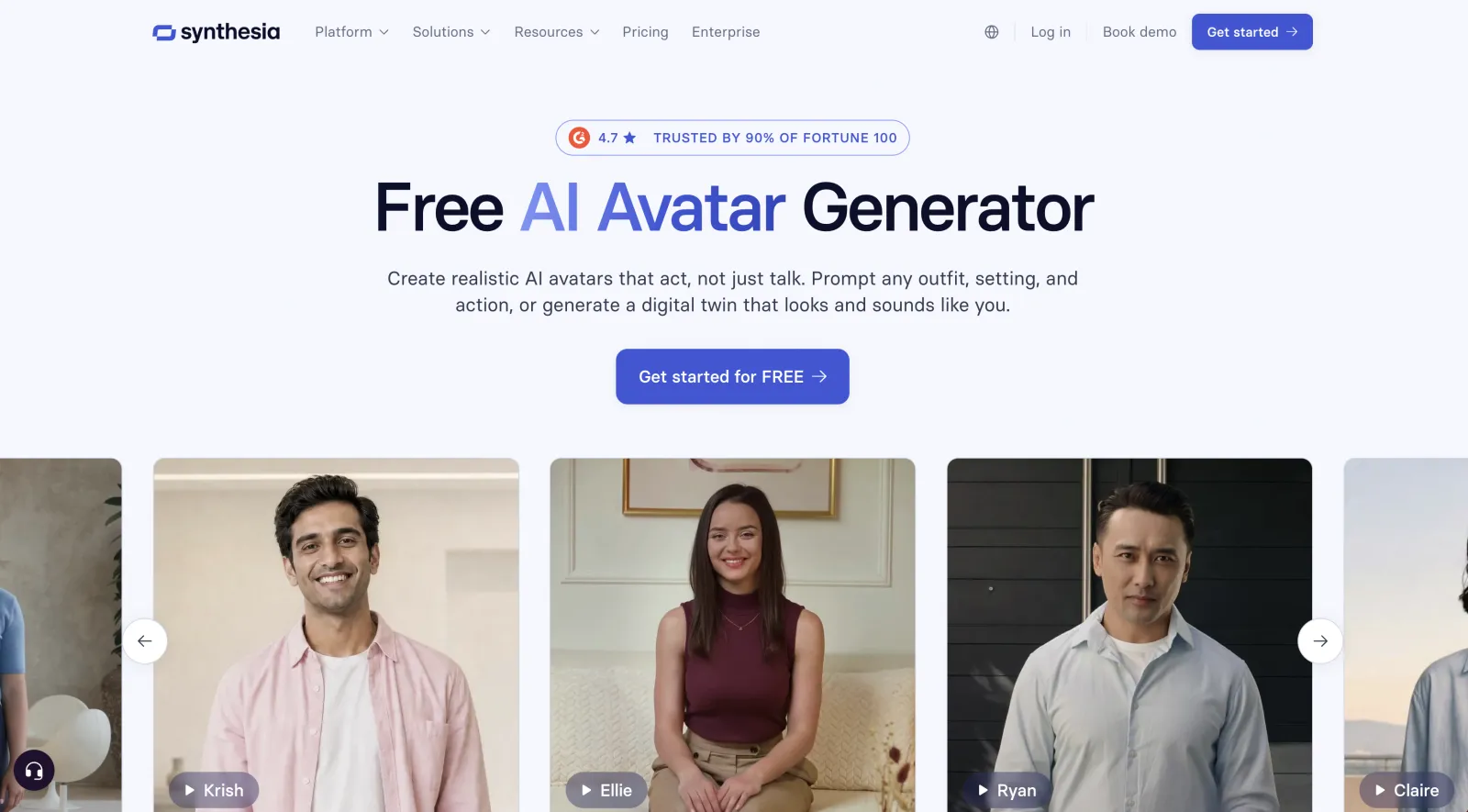 Synthesia AI avatar generator
