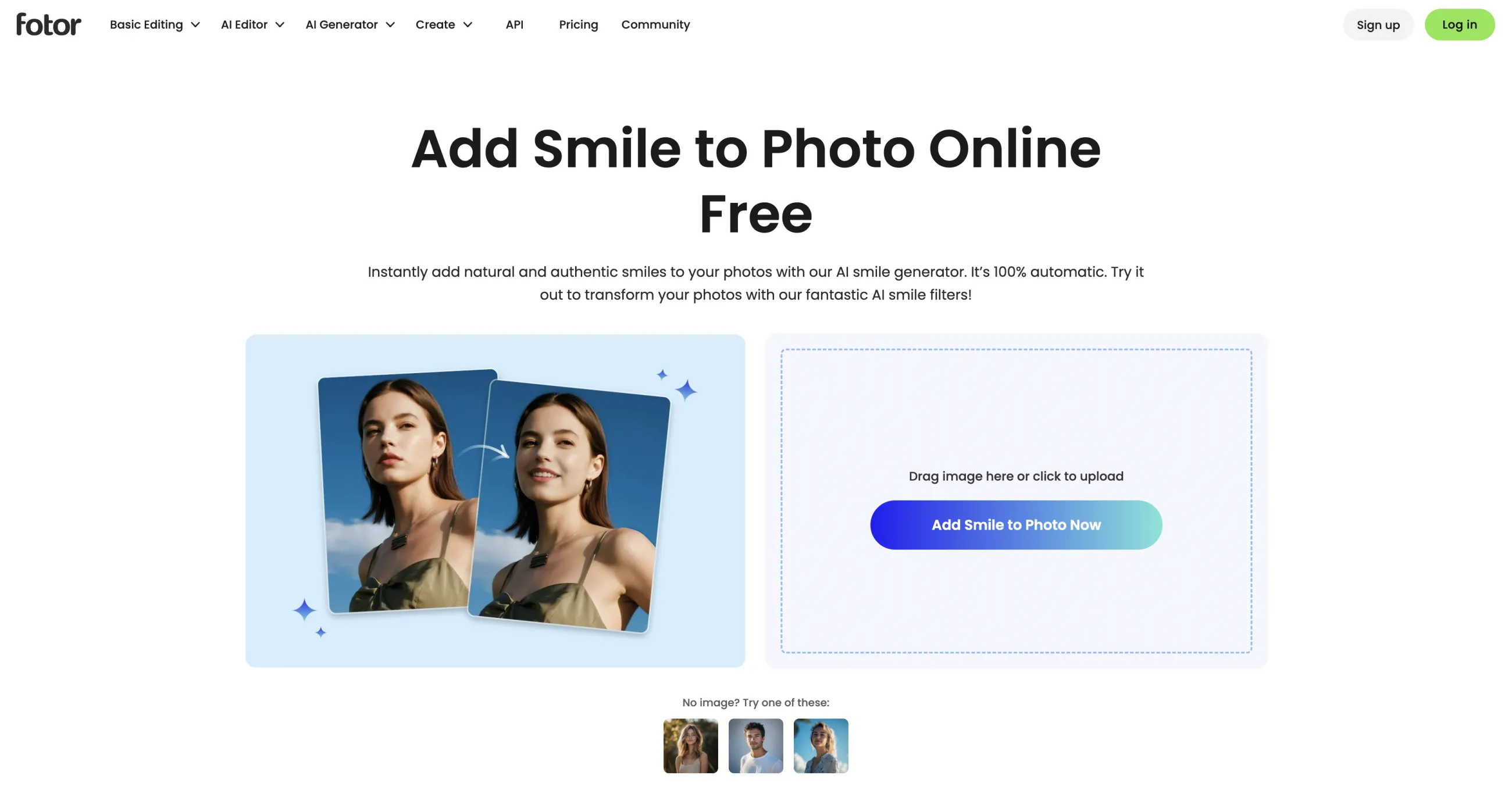 Fotor AI smile filter