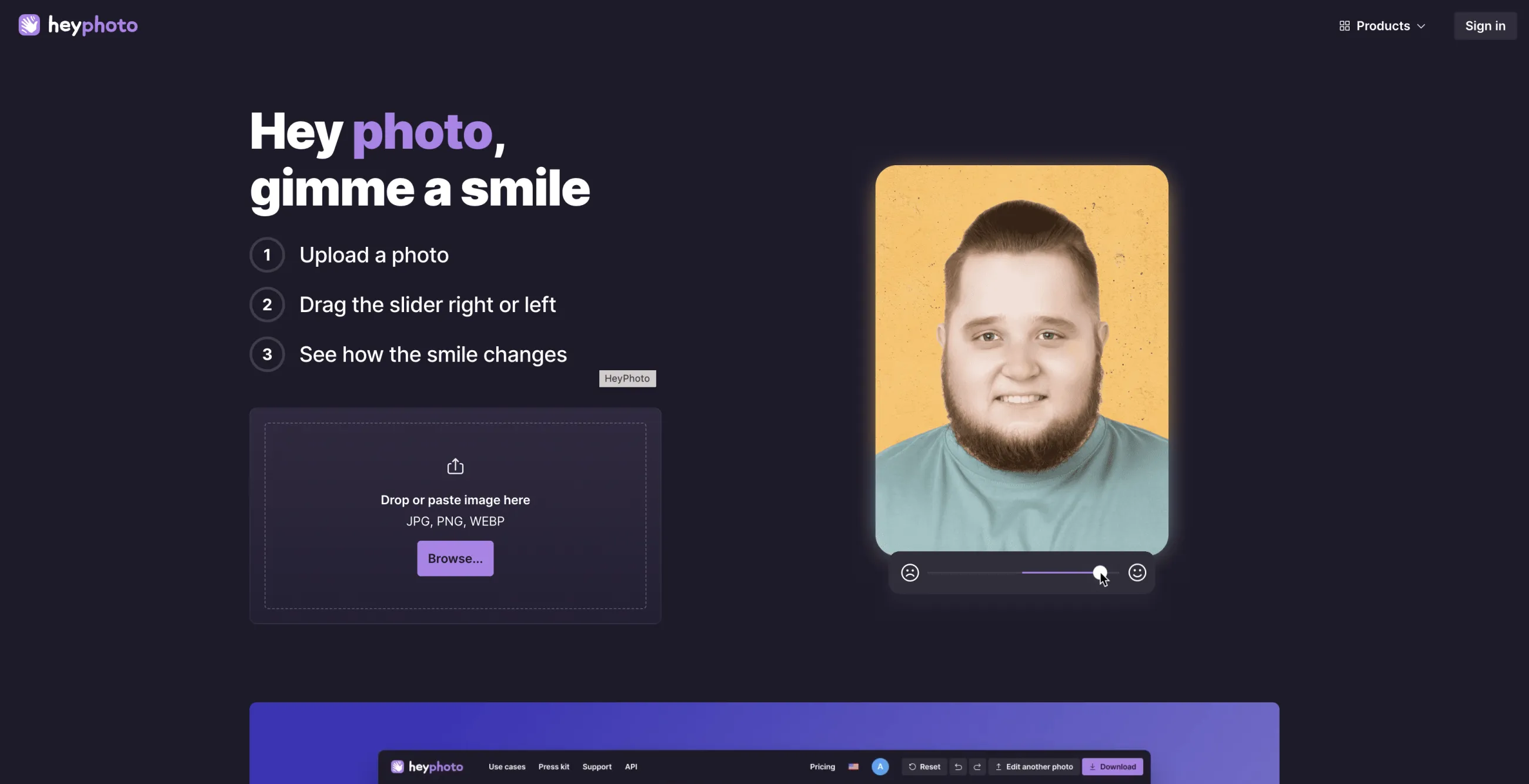 HeyPhoto Gimme a smile tool