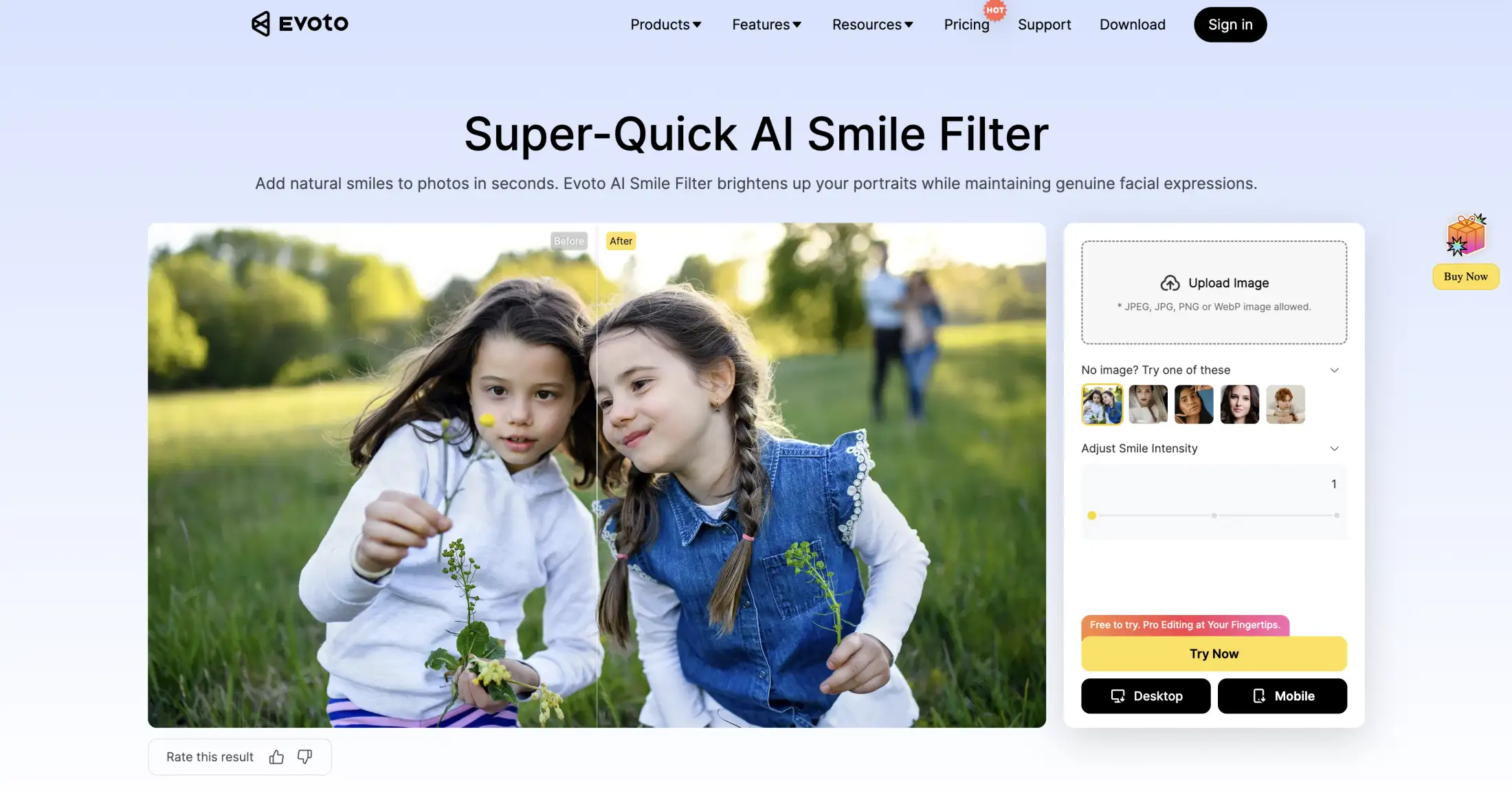 Evoto AI smile filter