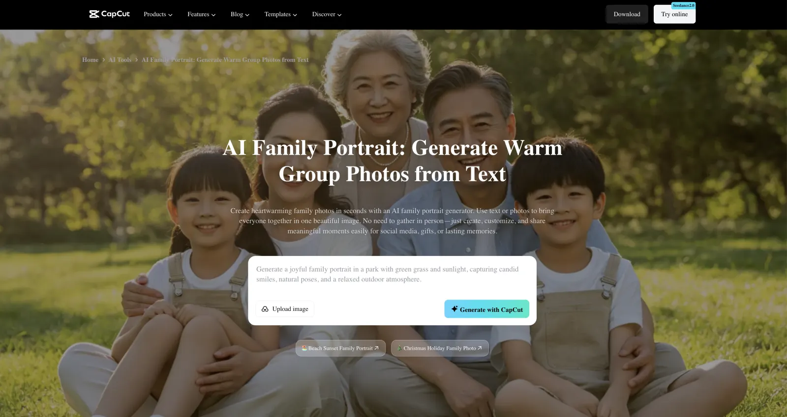 CapCut AI family portrait generator