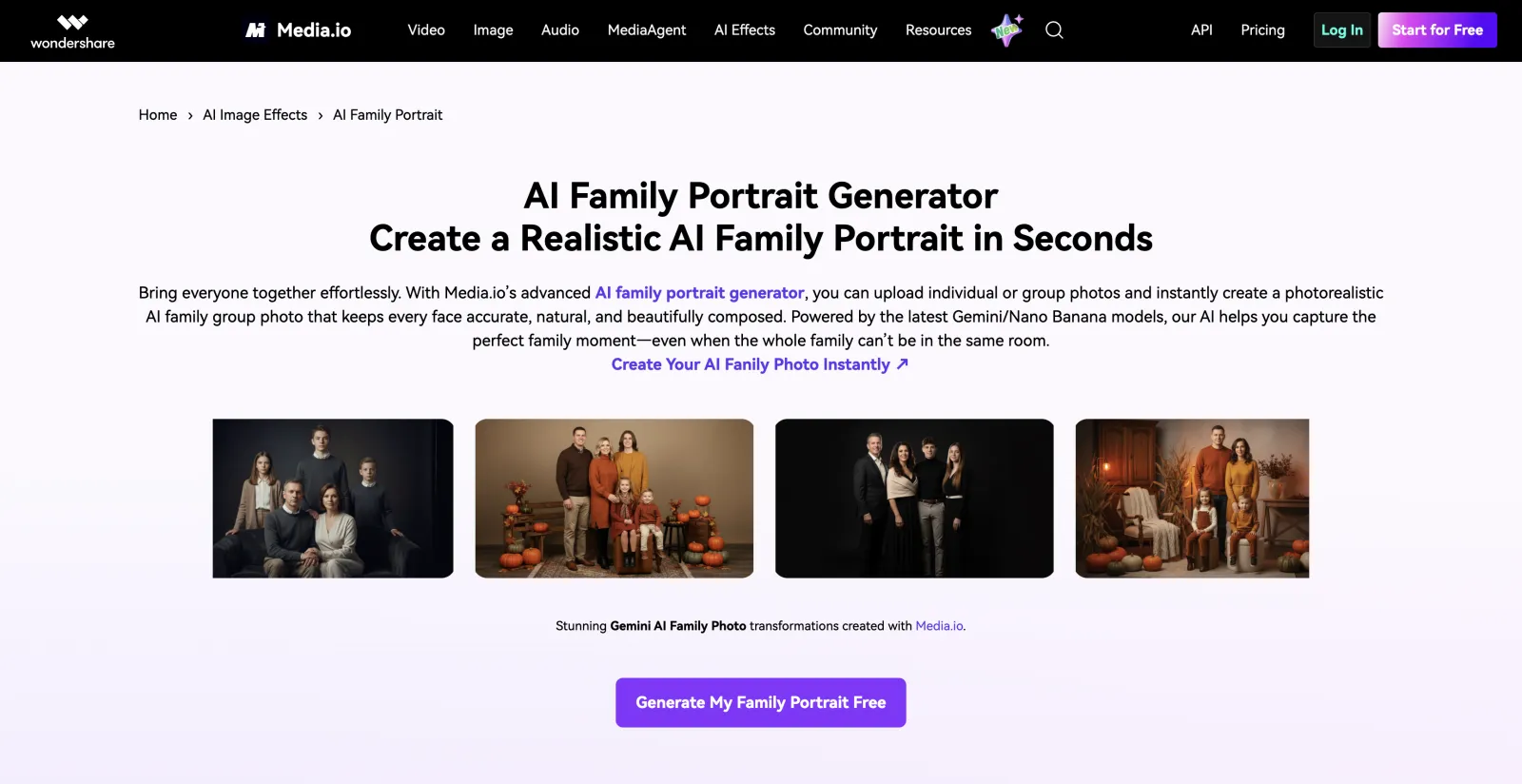 Media.io AI family portrait generator