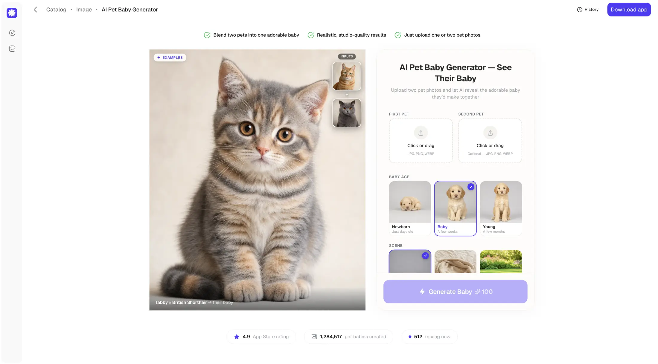 Overchat AI's AI Pet Baby Generator interface