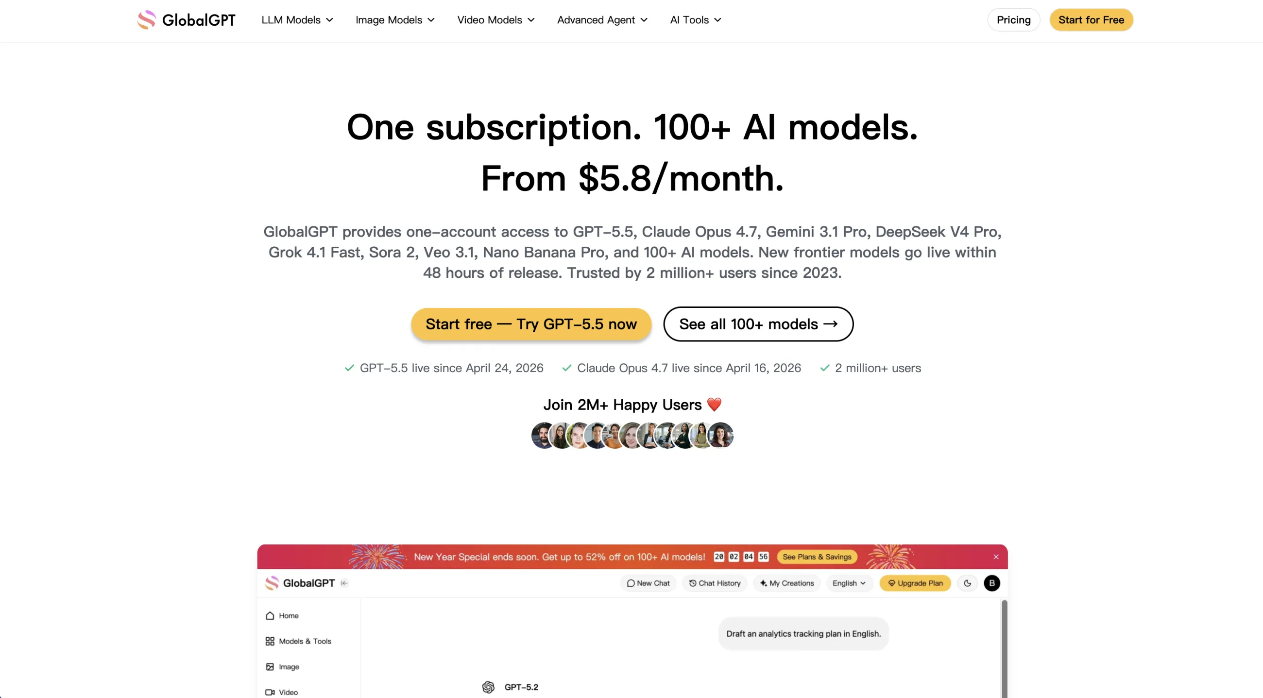 GlobalGPT homepage