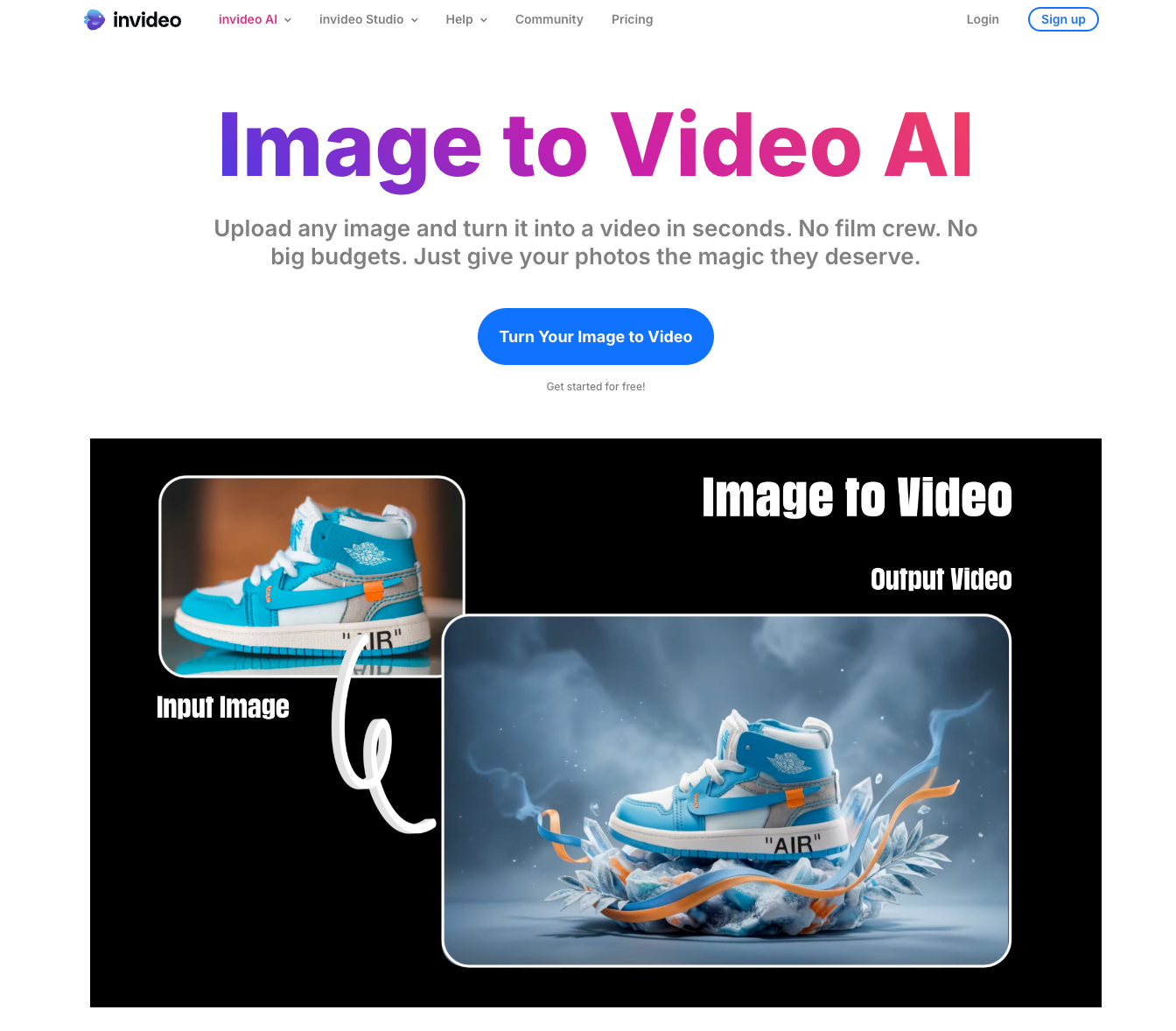Invidieo image to video AI platform
