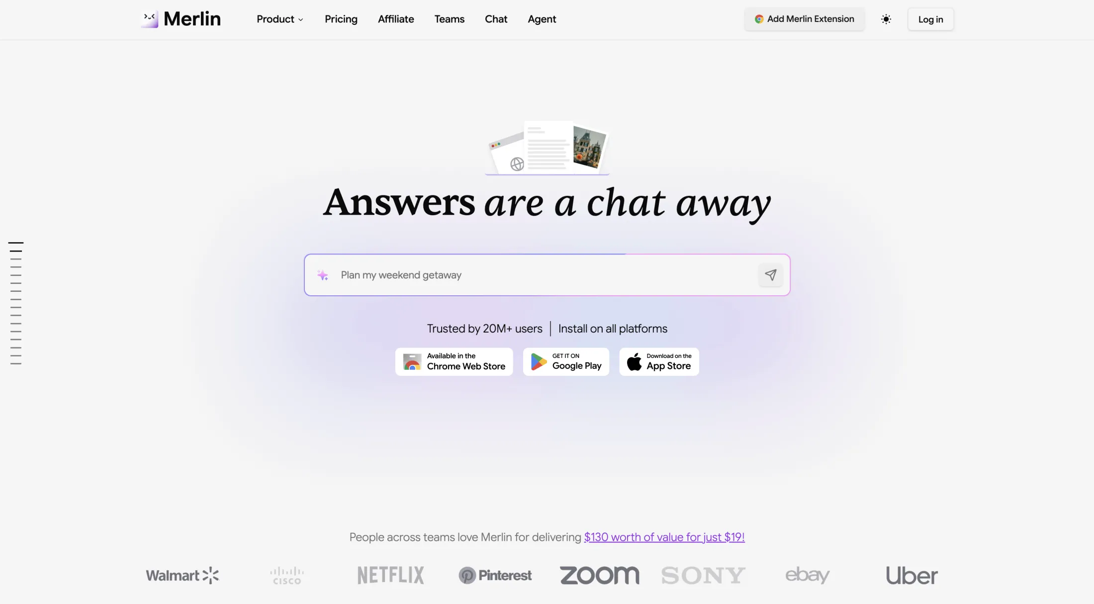 Merlin AI homepage