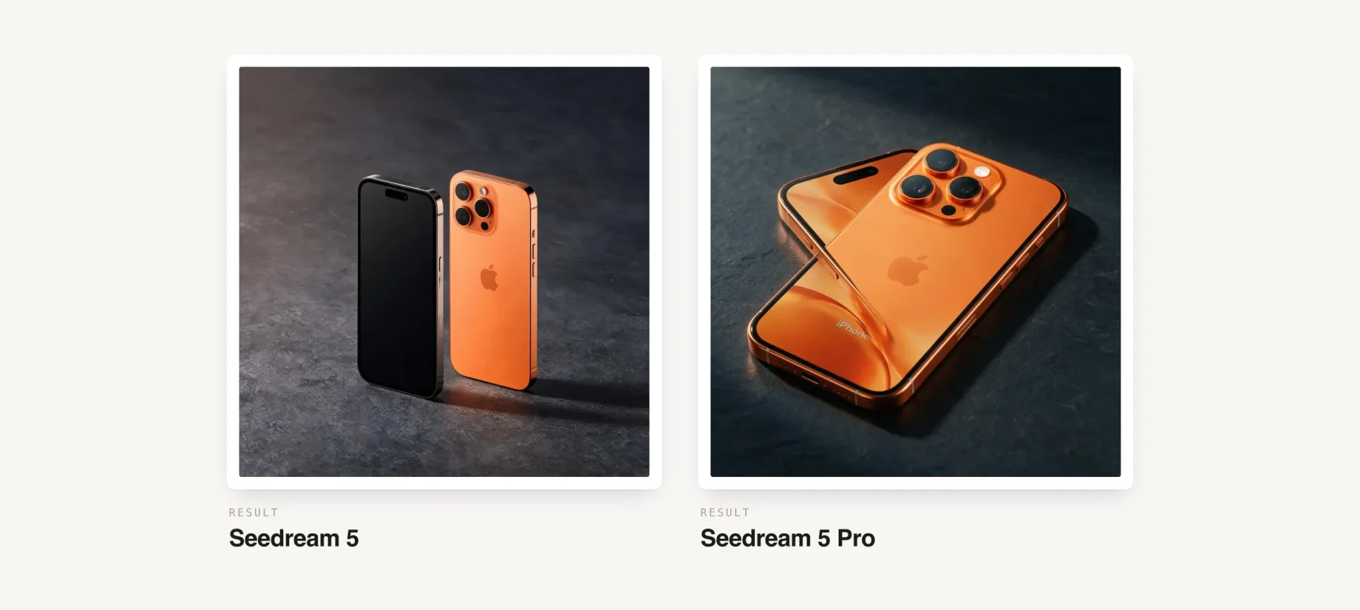 Seedream 5 vs Seedream 5 Pro — iPhone product shot