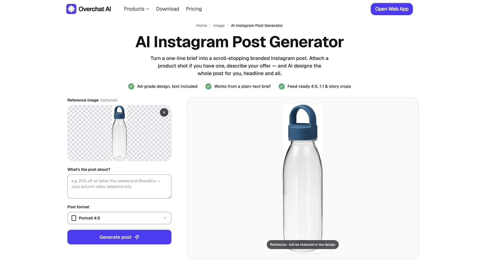 Uploading a reference product image into the tool