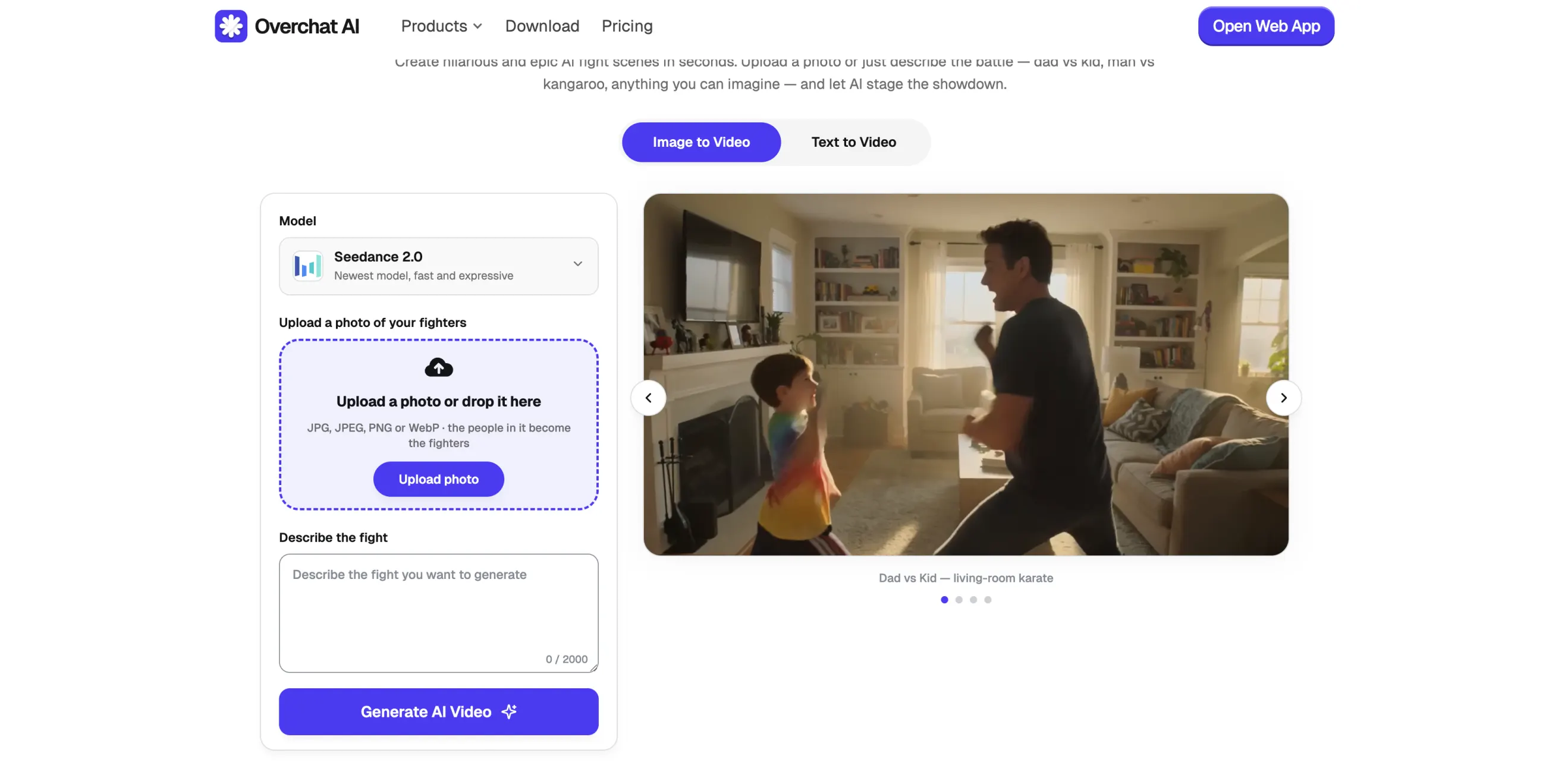 Overchat AI fight generator
