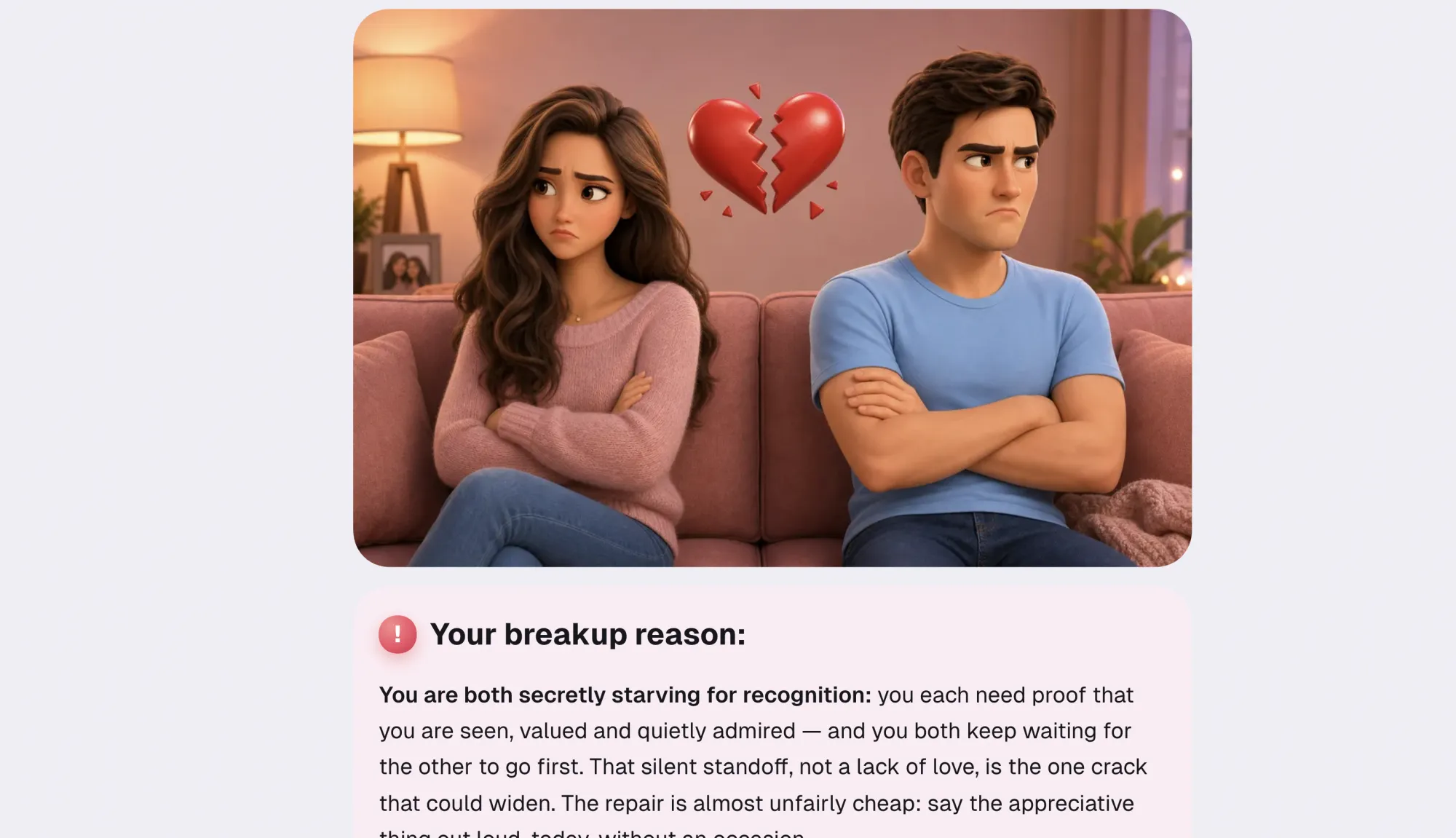 Report section describing the couple's main breakup risk