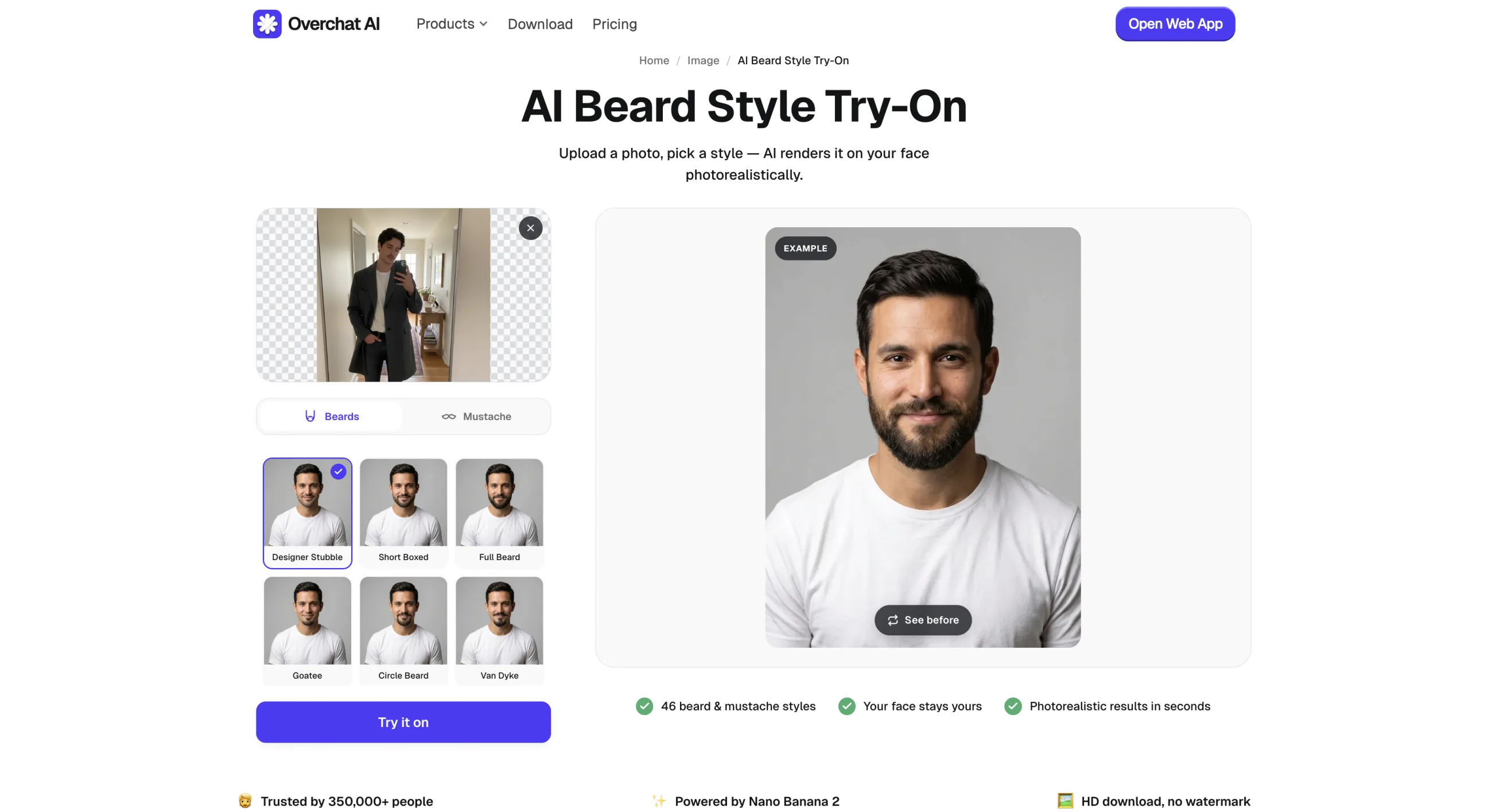 A portrait uploaded to Overchat AI Beard Style Try-On