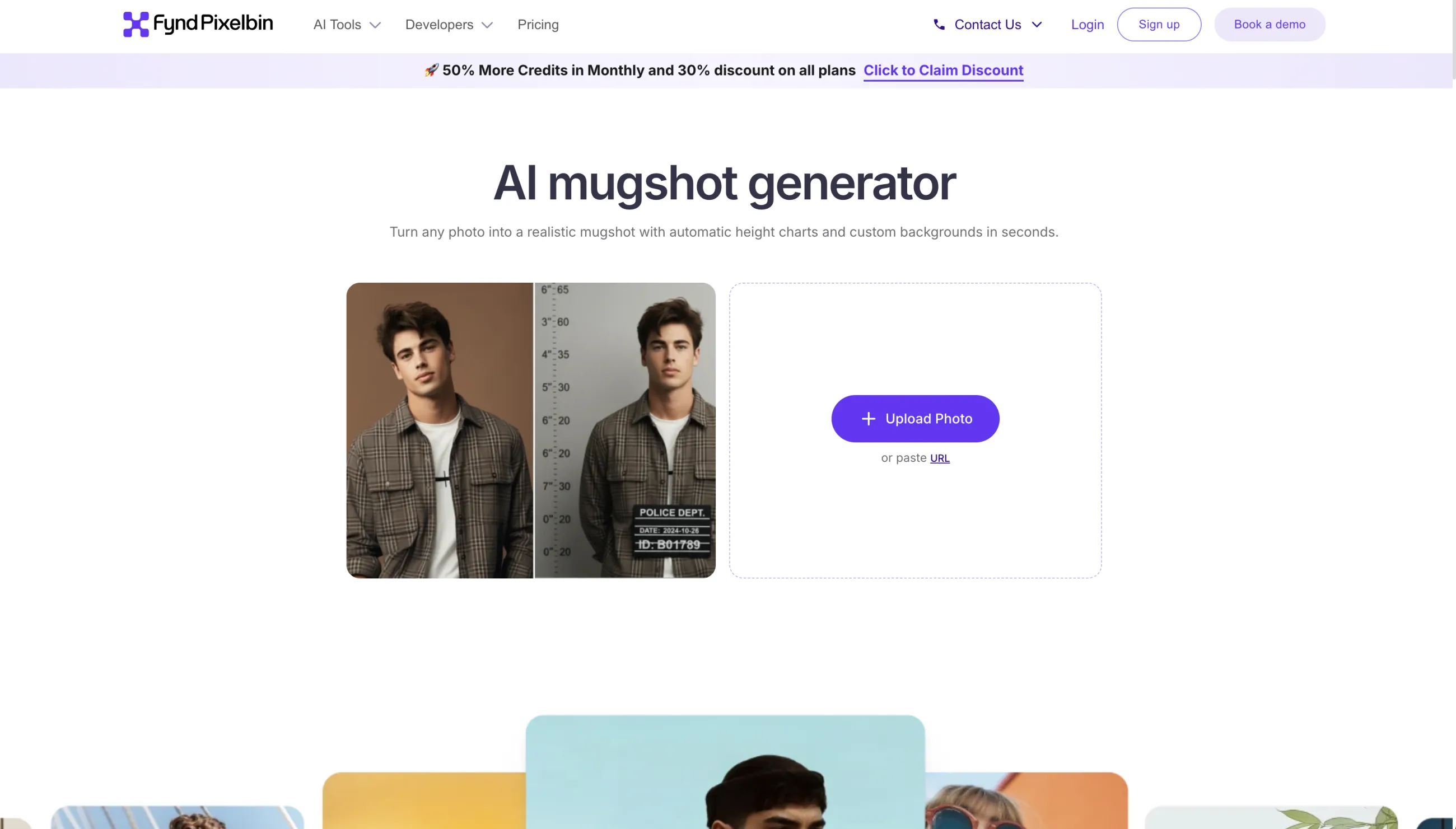 Pixelbin AI Mugshot Maker one-click filter