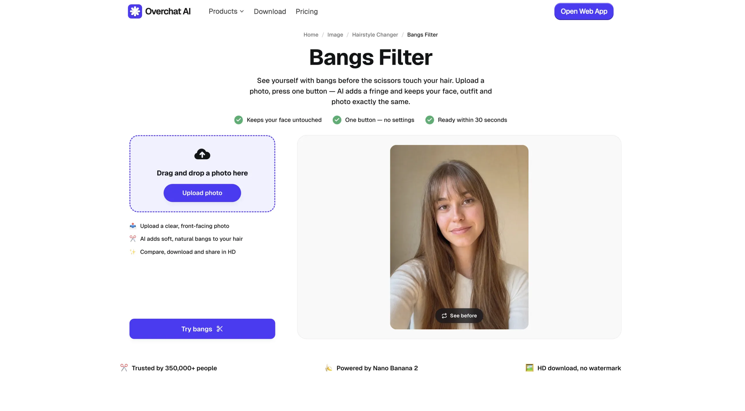 Overchat AI bangs filter