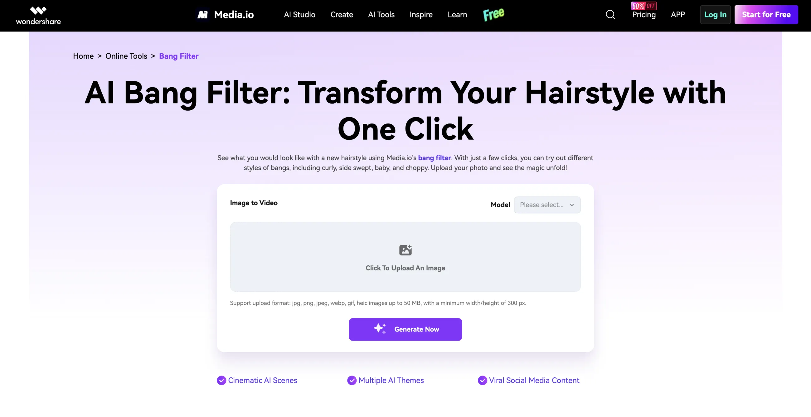 Media.io AI Bang Filter