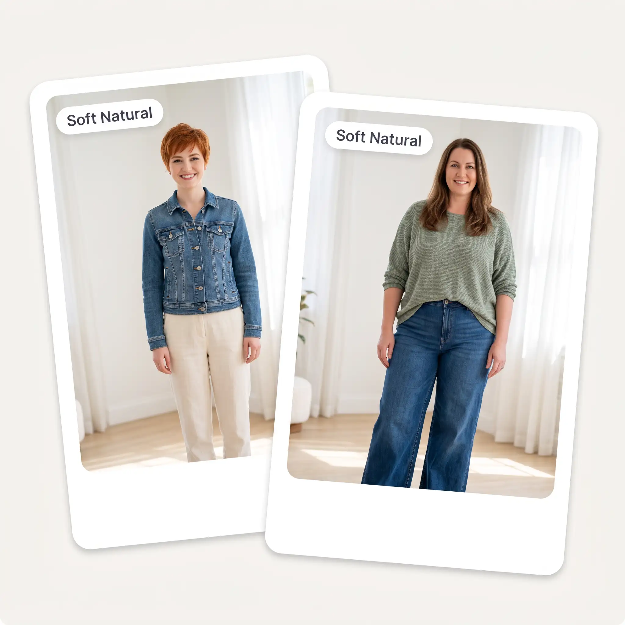 Two women of different sizes both typed Soft Natural