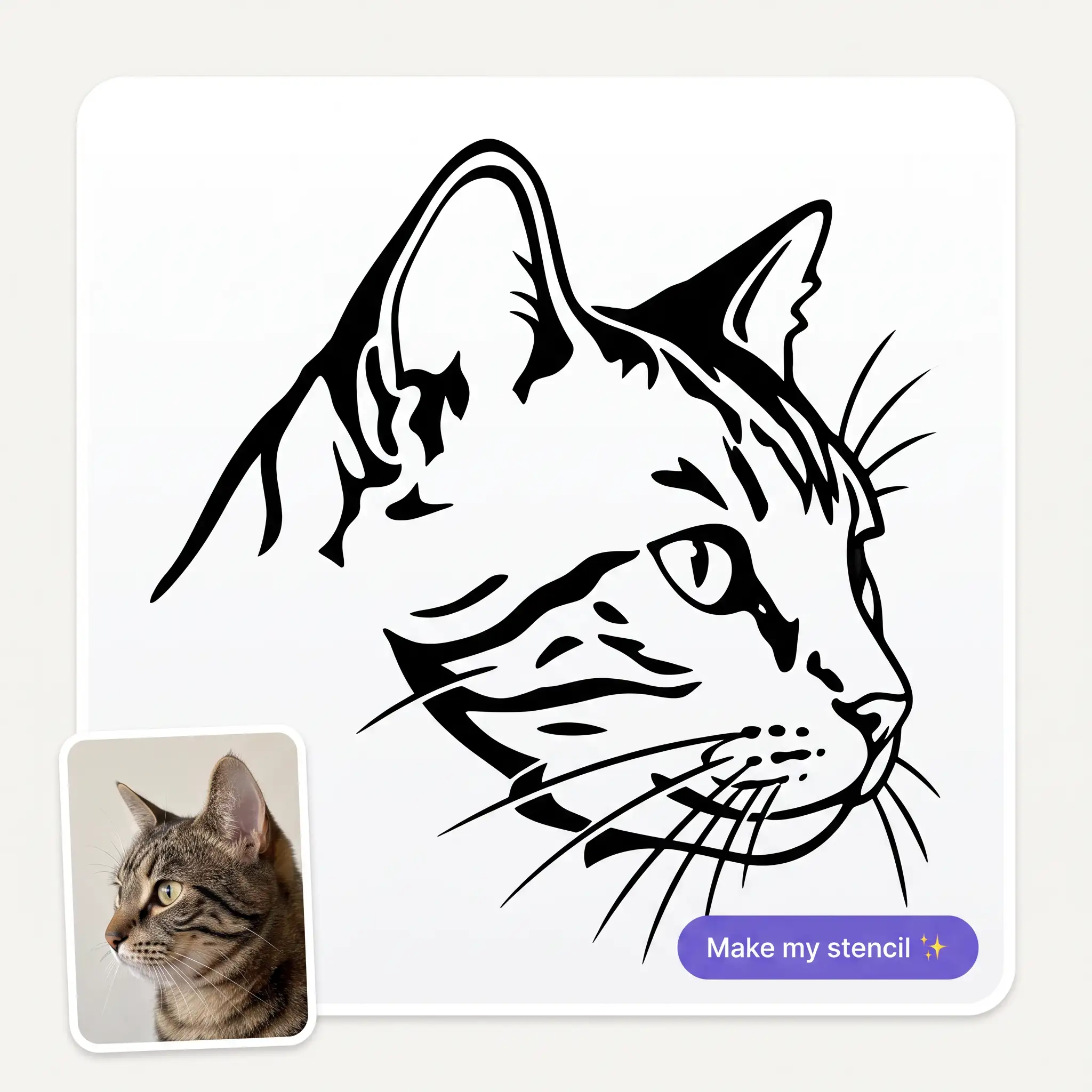 A cat photo turned into a stencil with one click