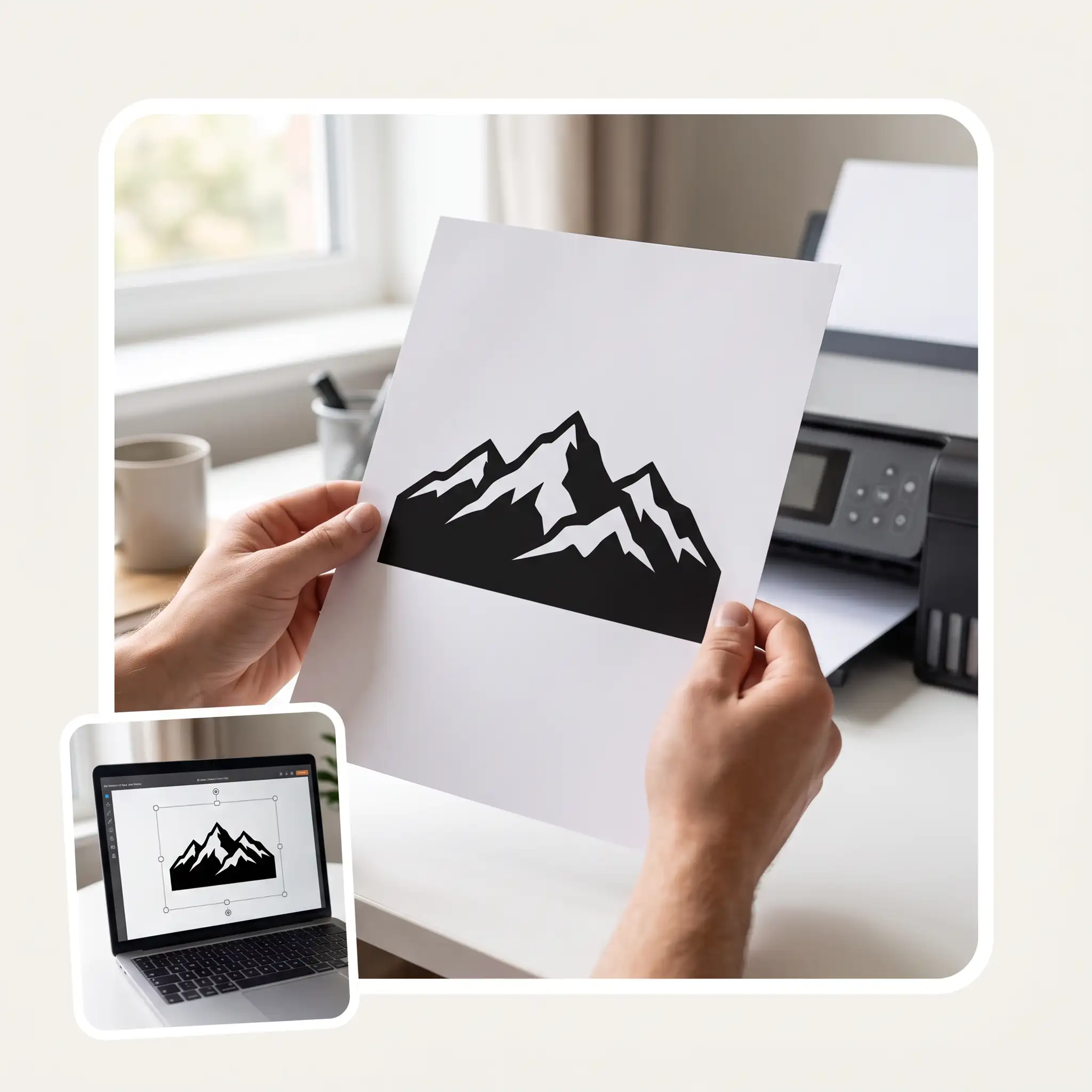 A printed stencil sheet fresh from a home printer