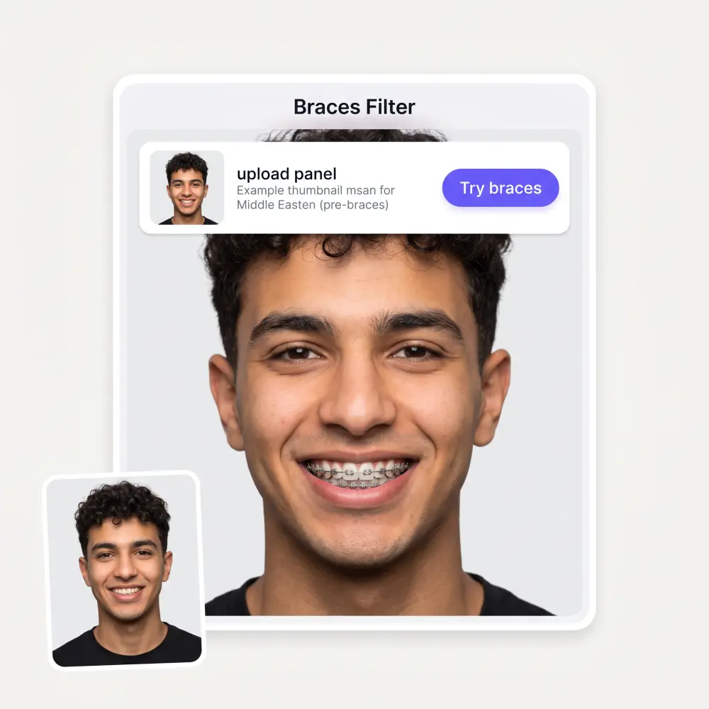 The braces filter interface with an uploaded portrait and its braces result