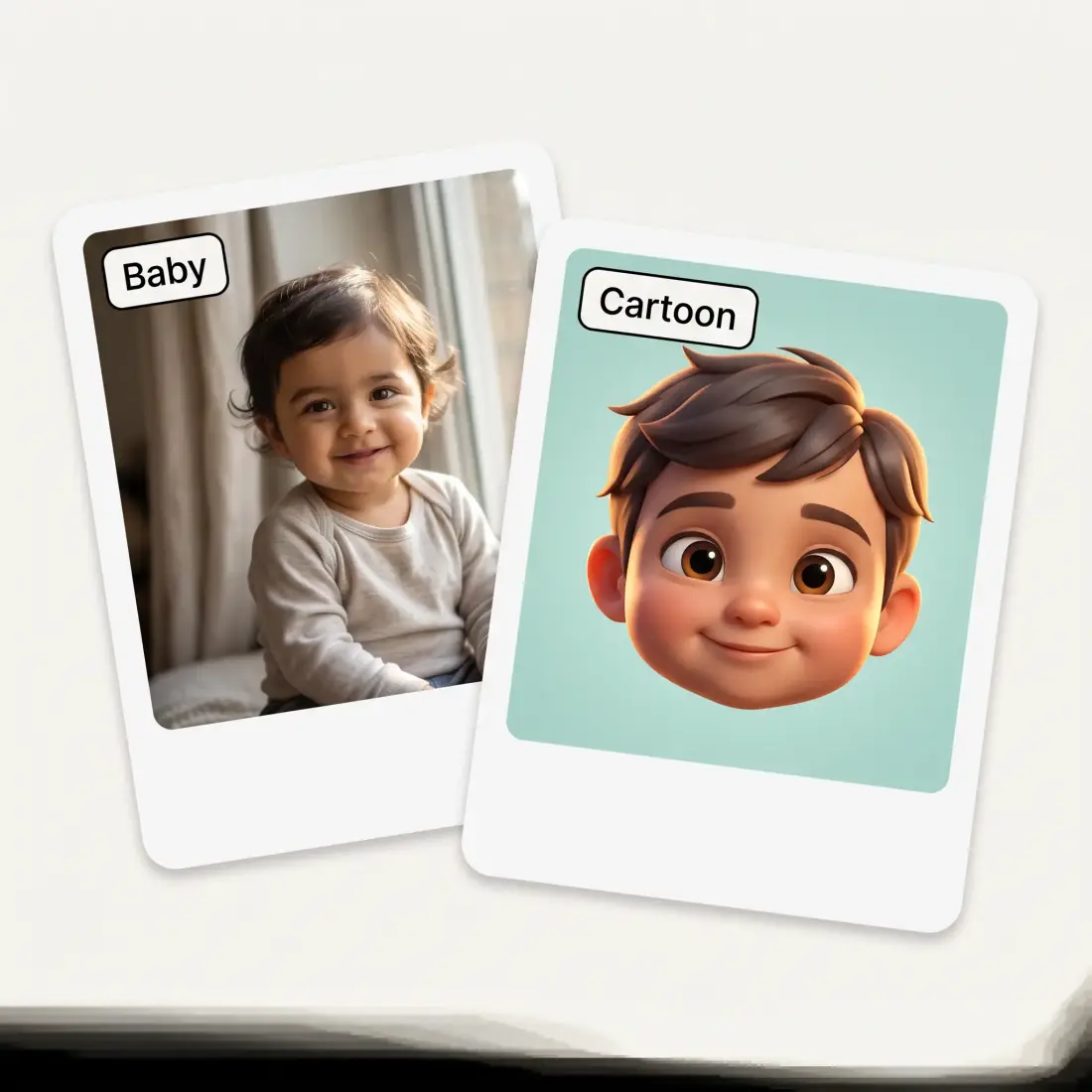 Two results from the same parents, labelled Baby and Cartoon