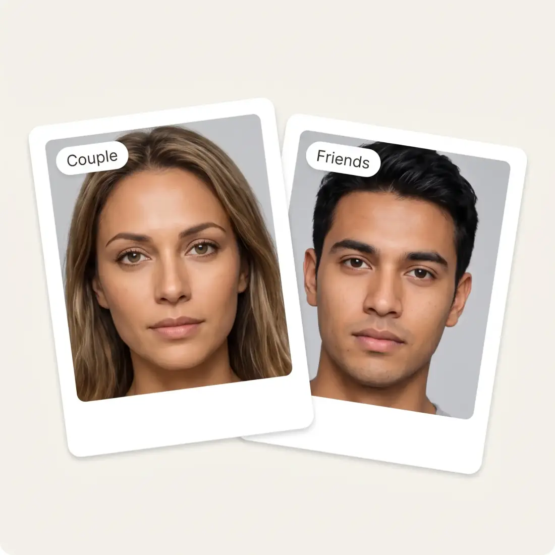 Two blended faces labelled Couple and Friends