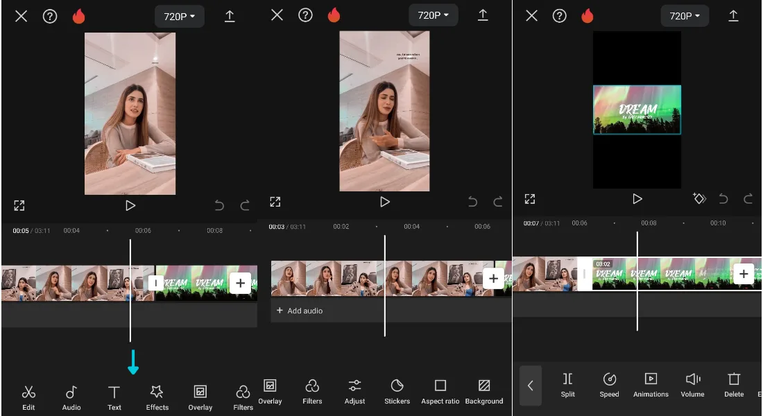 Two clips arranged on a CapCut mobile timeline