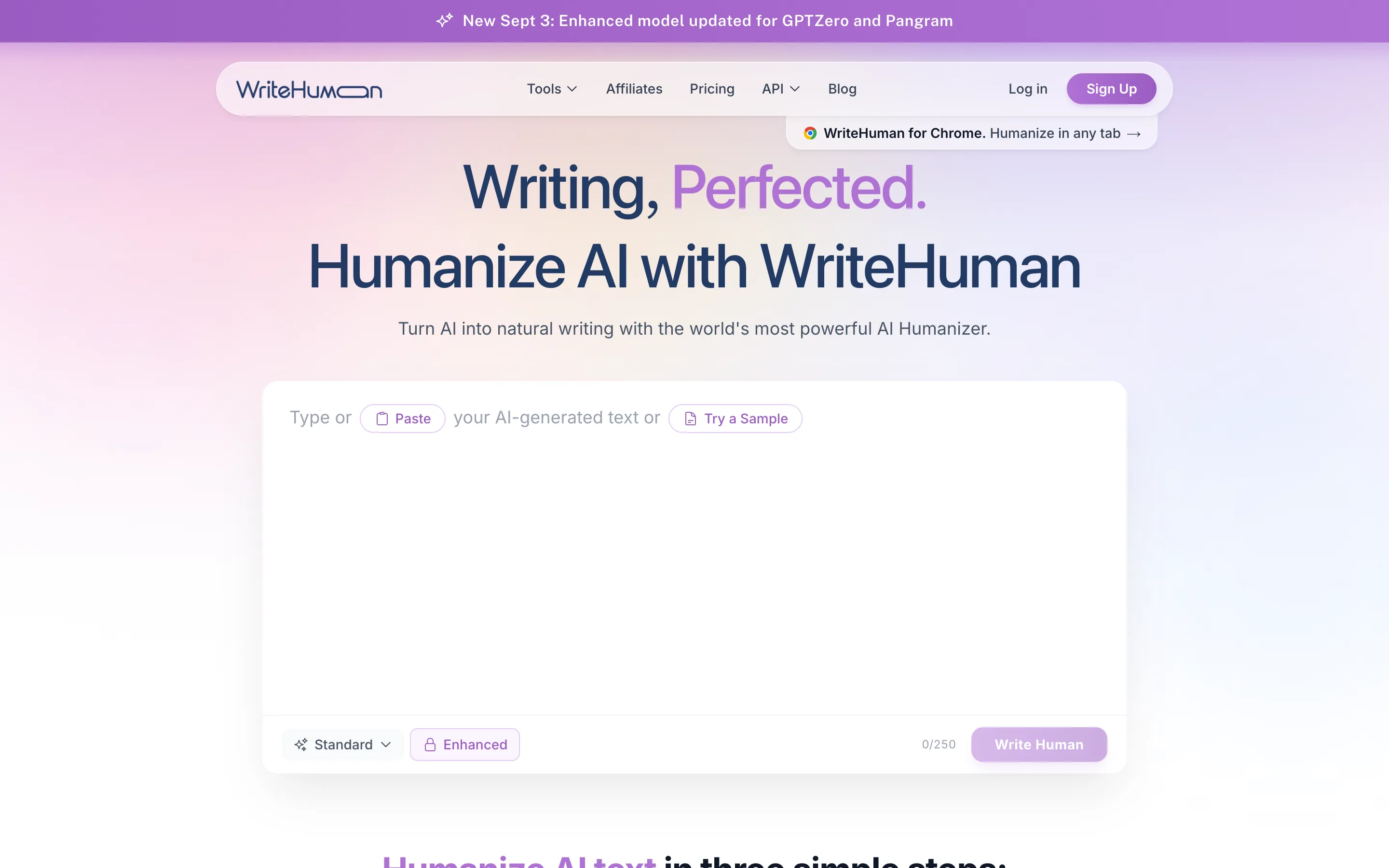 WriteHuman AI humanizer desktop interface