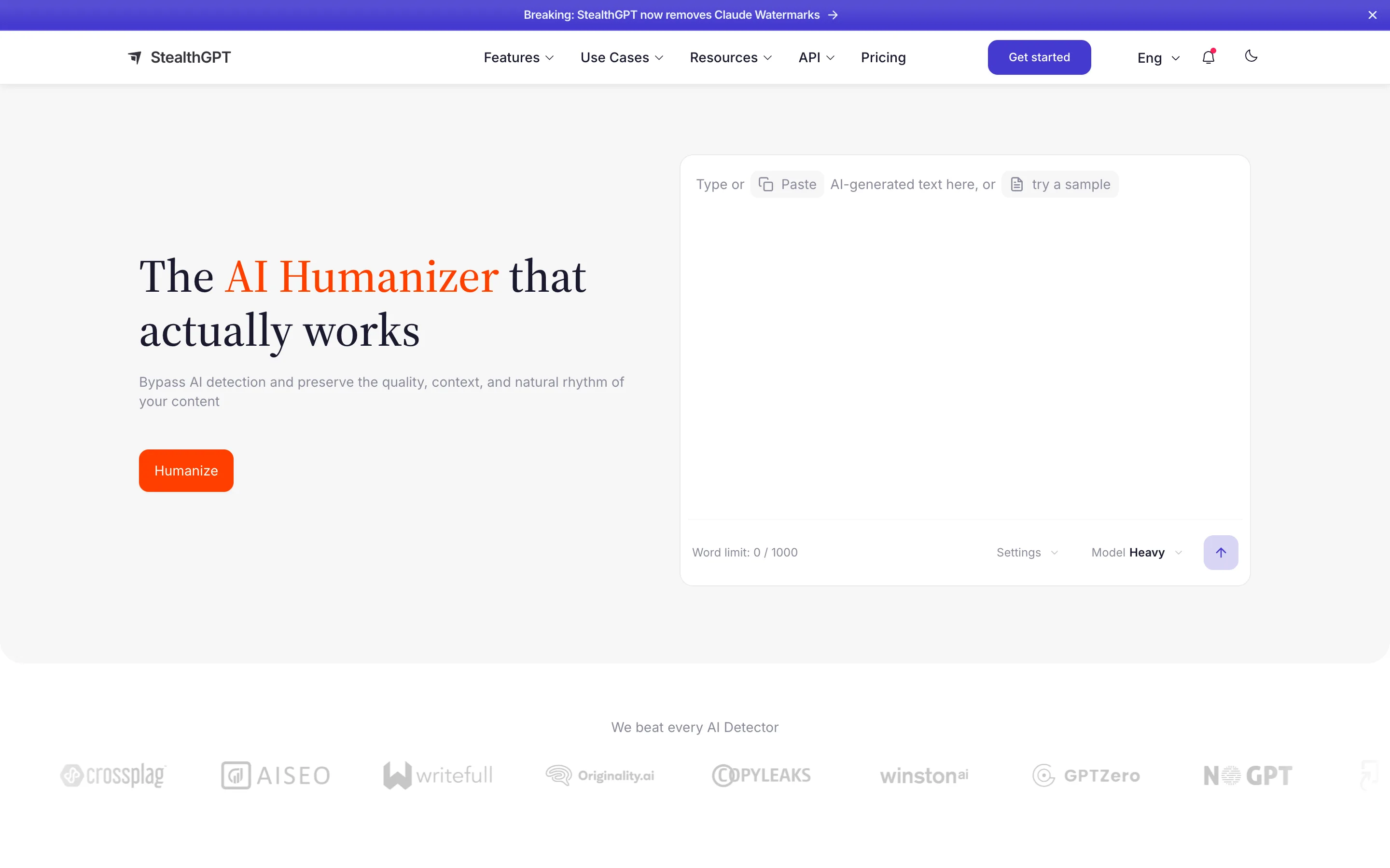 StealthGPT AI humanizer desktop interface