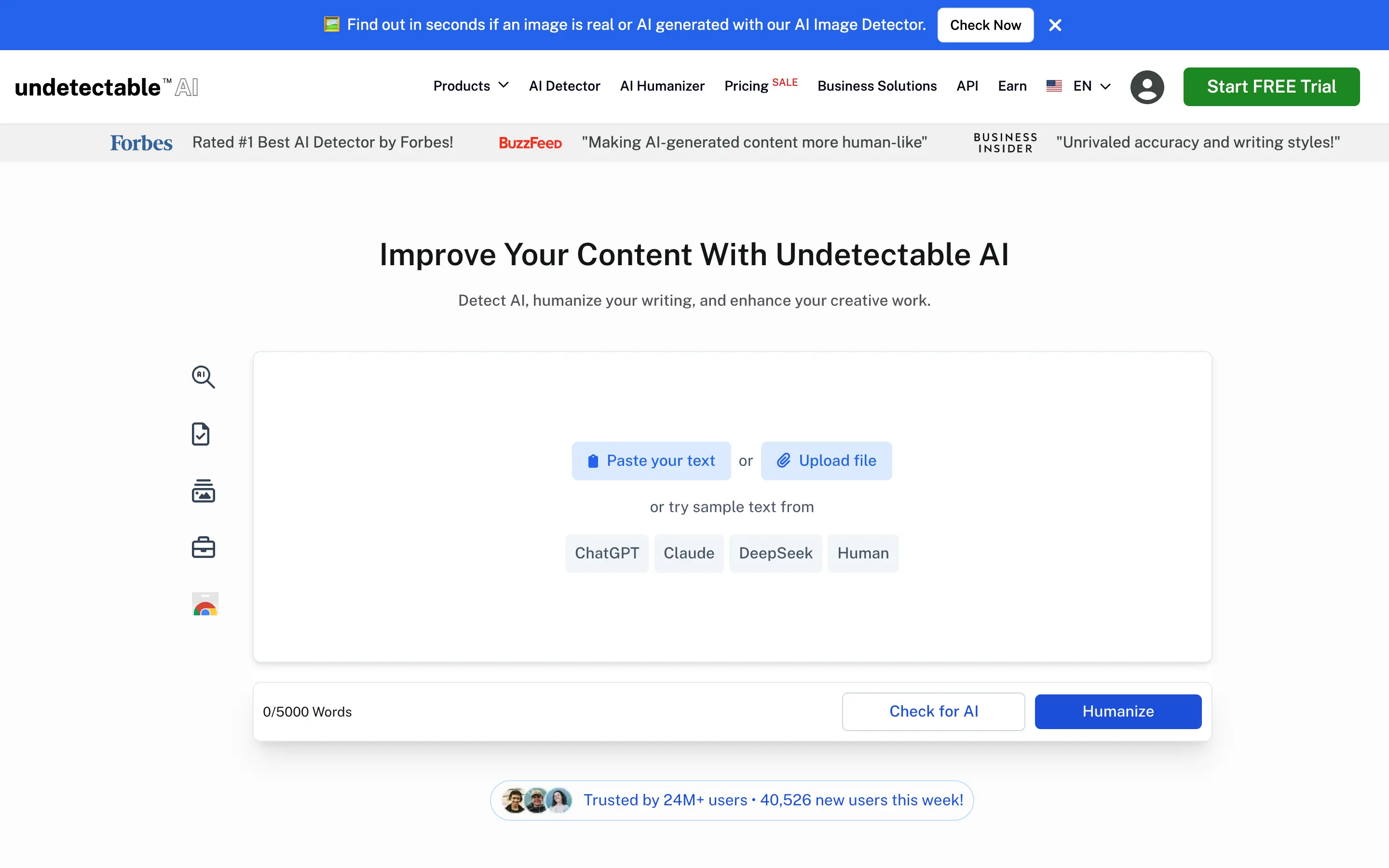Undetectable AI detector and humanizer desktop interface