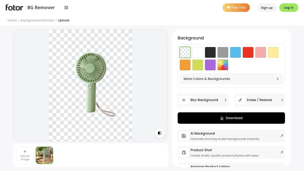 Fotor's automatic transparent result on the shared fan photo