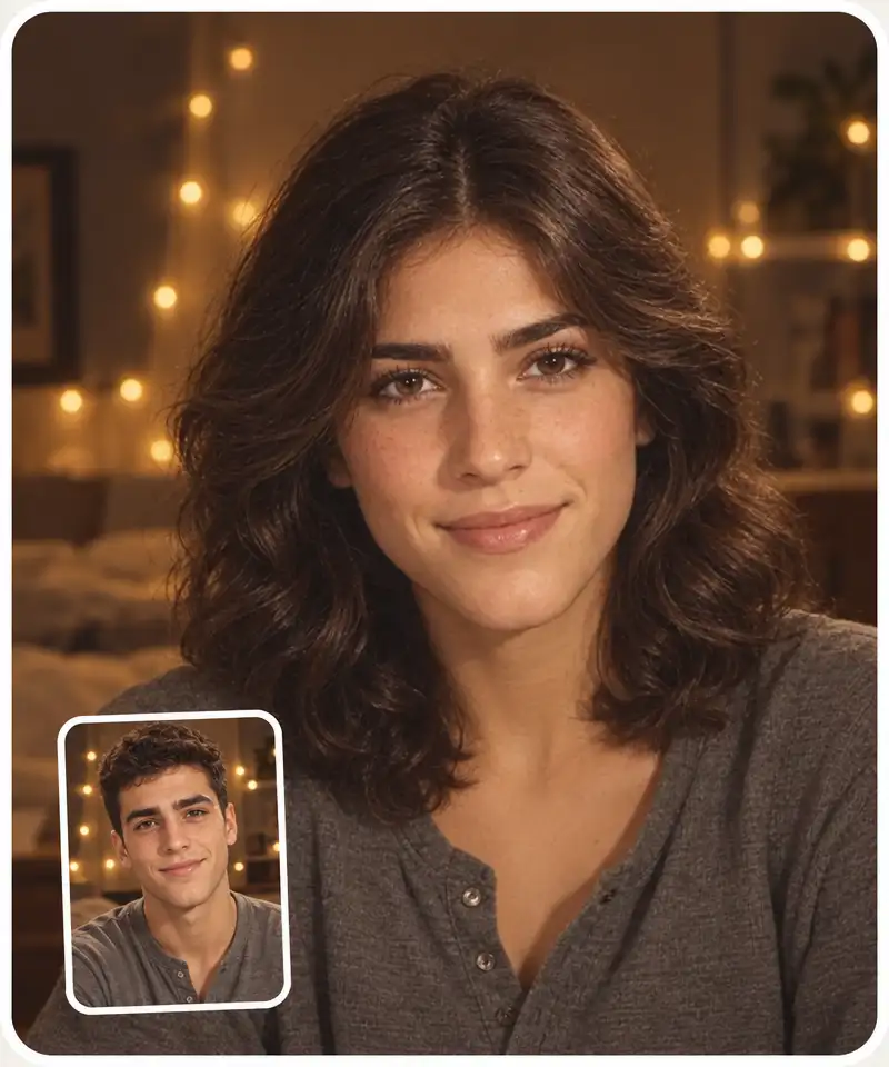 A man and his feminized version with the same expression and lighting