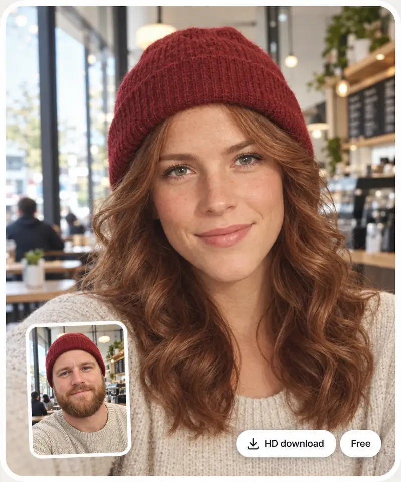 A boy to girl result with HD download and Free buttons