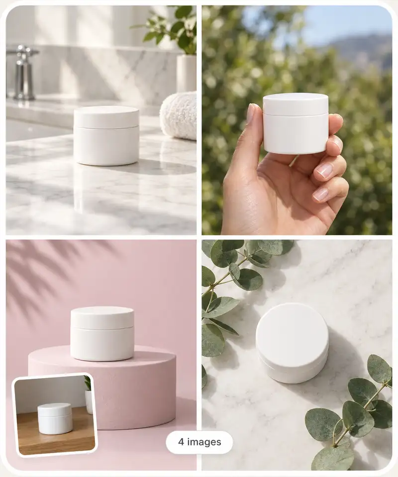 One jar of cream turned into four ad creatives in a 2 by 2 grid