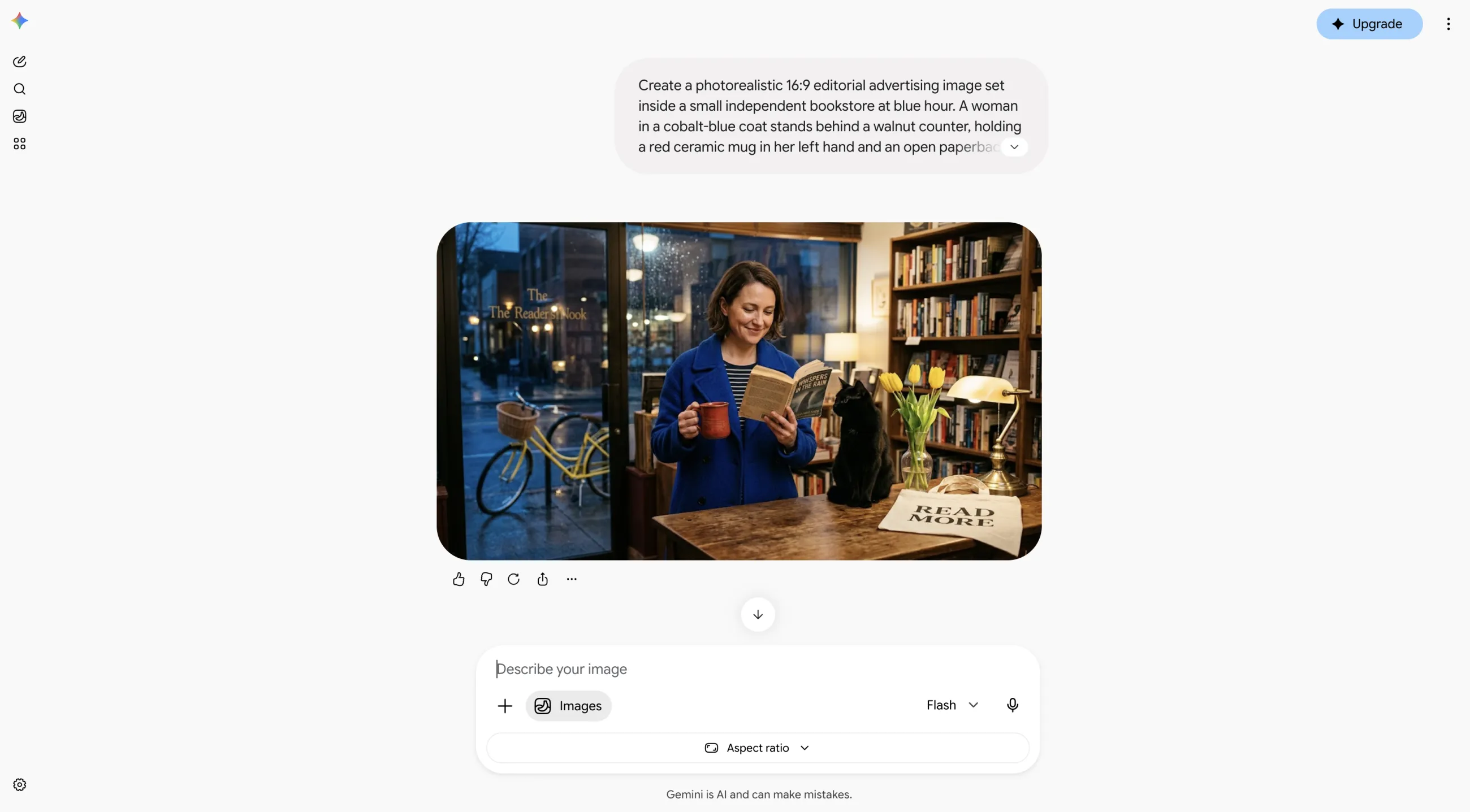Gemini Nano Banana 2 generating the bookstore test scene