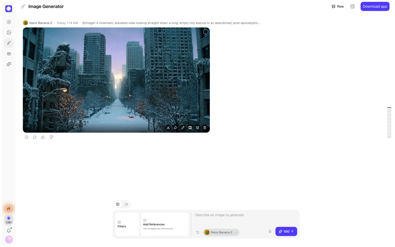 The winter version of the street generated by Nano Banana 2
